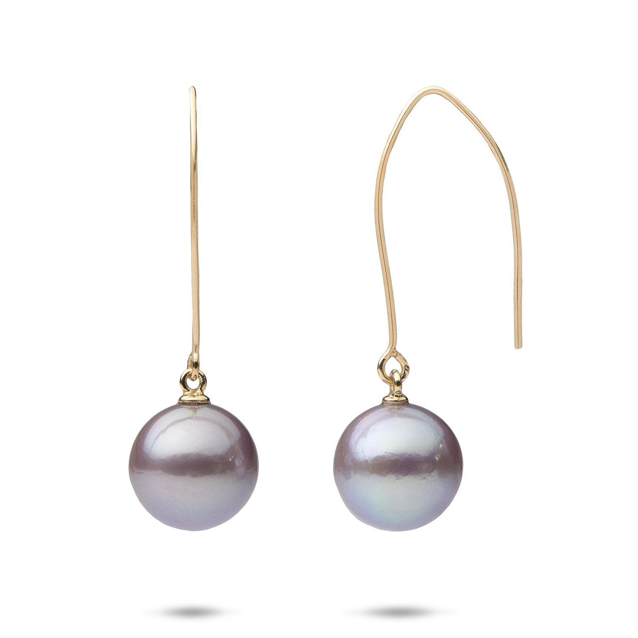 Ultraviolet Freshwater Pearl Hook Earrings in Gold - 10-11mm