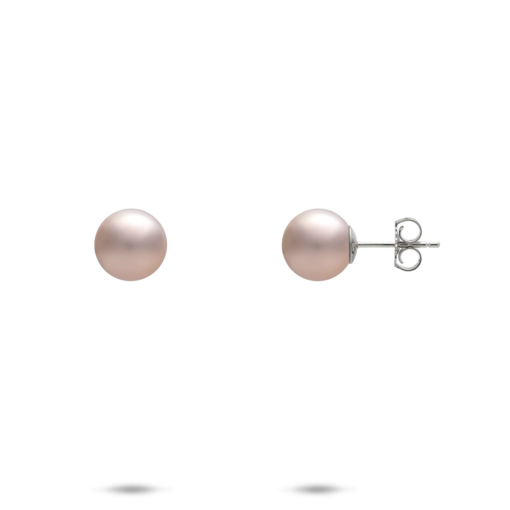 Freshwater Pearl Stud Earrings in White Gold - 7-8mm