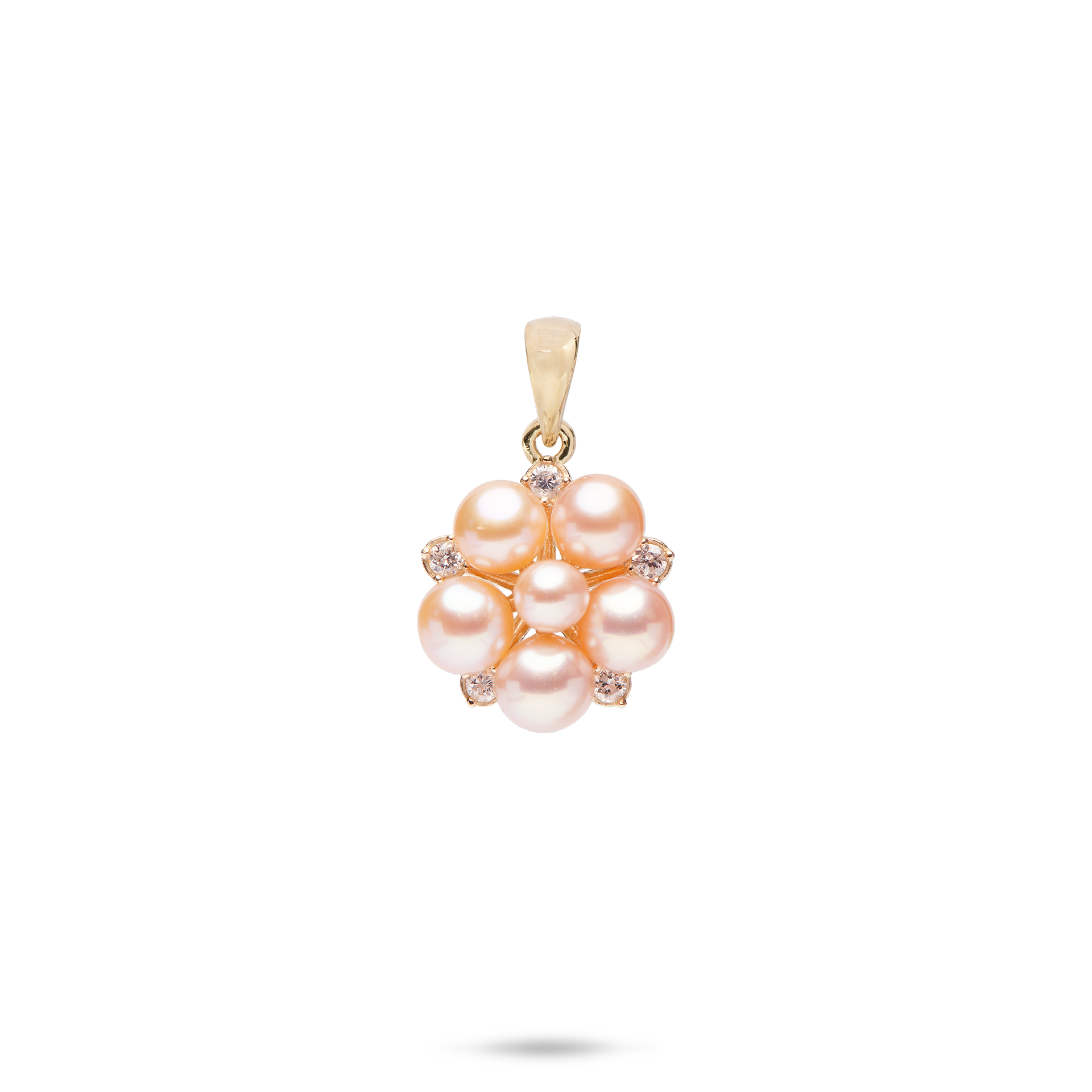 pearl ٩(๑❛ᴗ❛๑)۶pink ダイヤタイニーピン（No7103） Tiny Bubbles Peach Freshwater Pearl Diamond Pendant in Gold