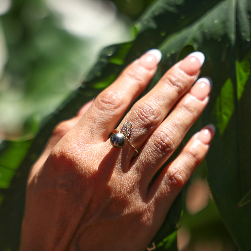 Black Tahitian Pearl Ring for Women Fashion Jewelry Big Pearl with Zircon  Ring | Wish