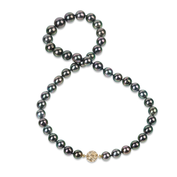 18-19" Tahitian Black Pearl Strand with Magnetic Gold Clasp - 8-11mm - Maui Divers Jewelry