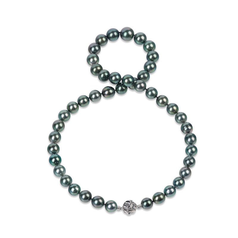 17-19" Tahitian Black Pearl Strand with Magnetic White Gold Clasp - 8-11mm - Maui Divers Jewelry