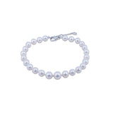 8-9.5" Freshwater White Pearl Bracelet in White gold - 6-7.5mm - Maui Divers Jewelry