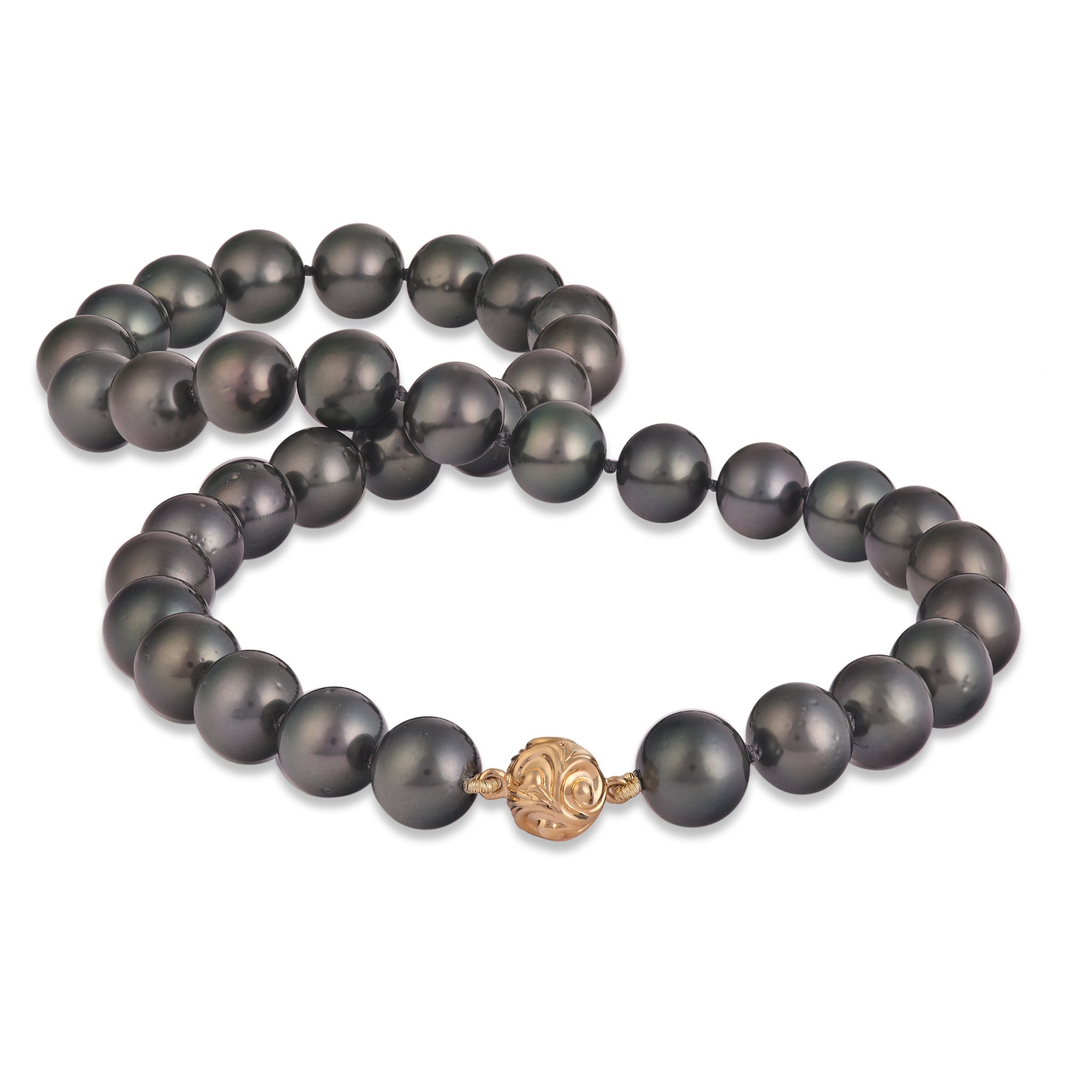 18-19" Tahitian Black Pearl Strand with Magnetic Gold Clasp - 10-11mm