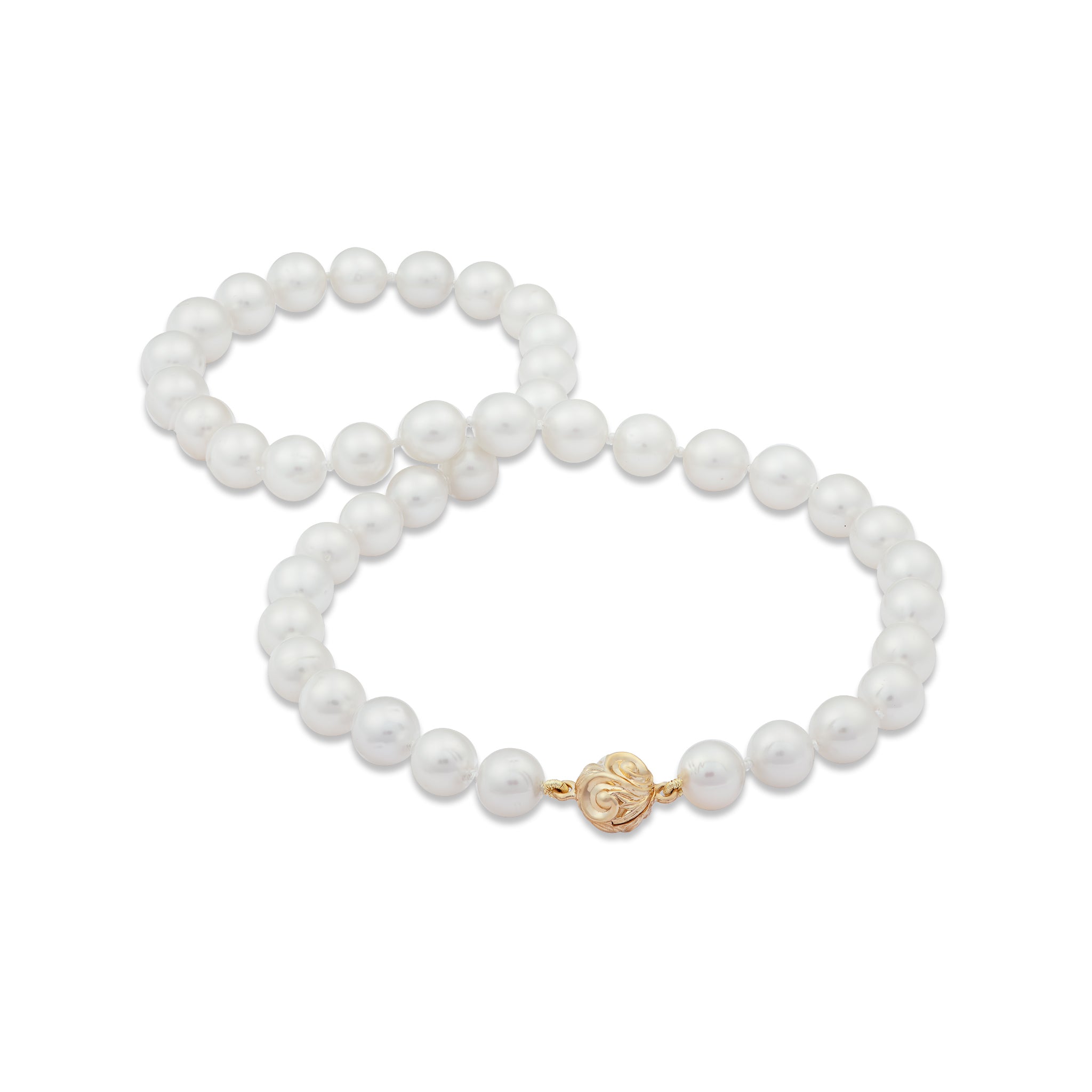 18-19" South Sea White Pearl Strand with Magnetic Clasp in Gold - 9-10mm