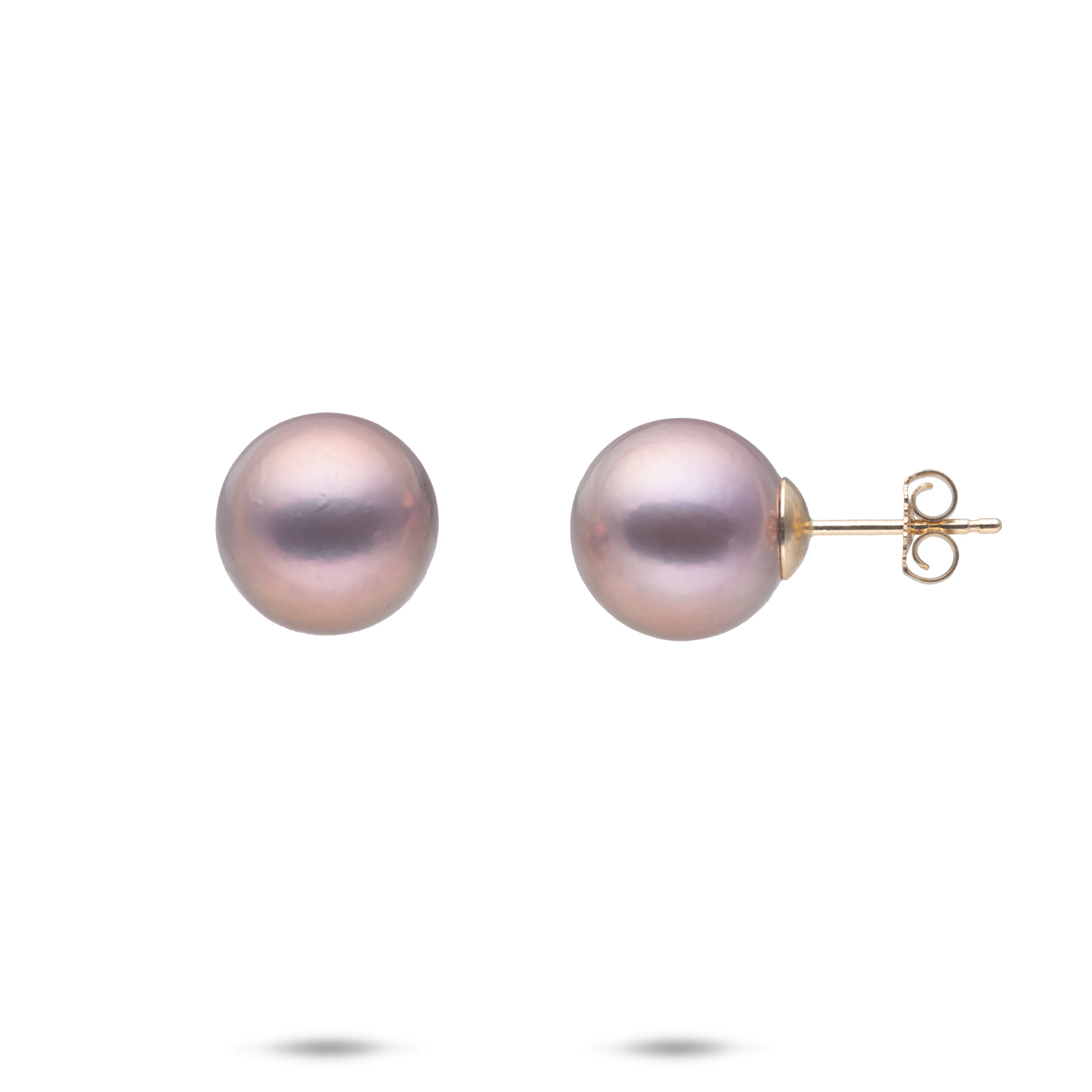 Lilac Freshwater Pearl Earrings in Gold - 10-11mm