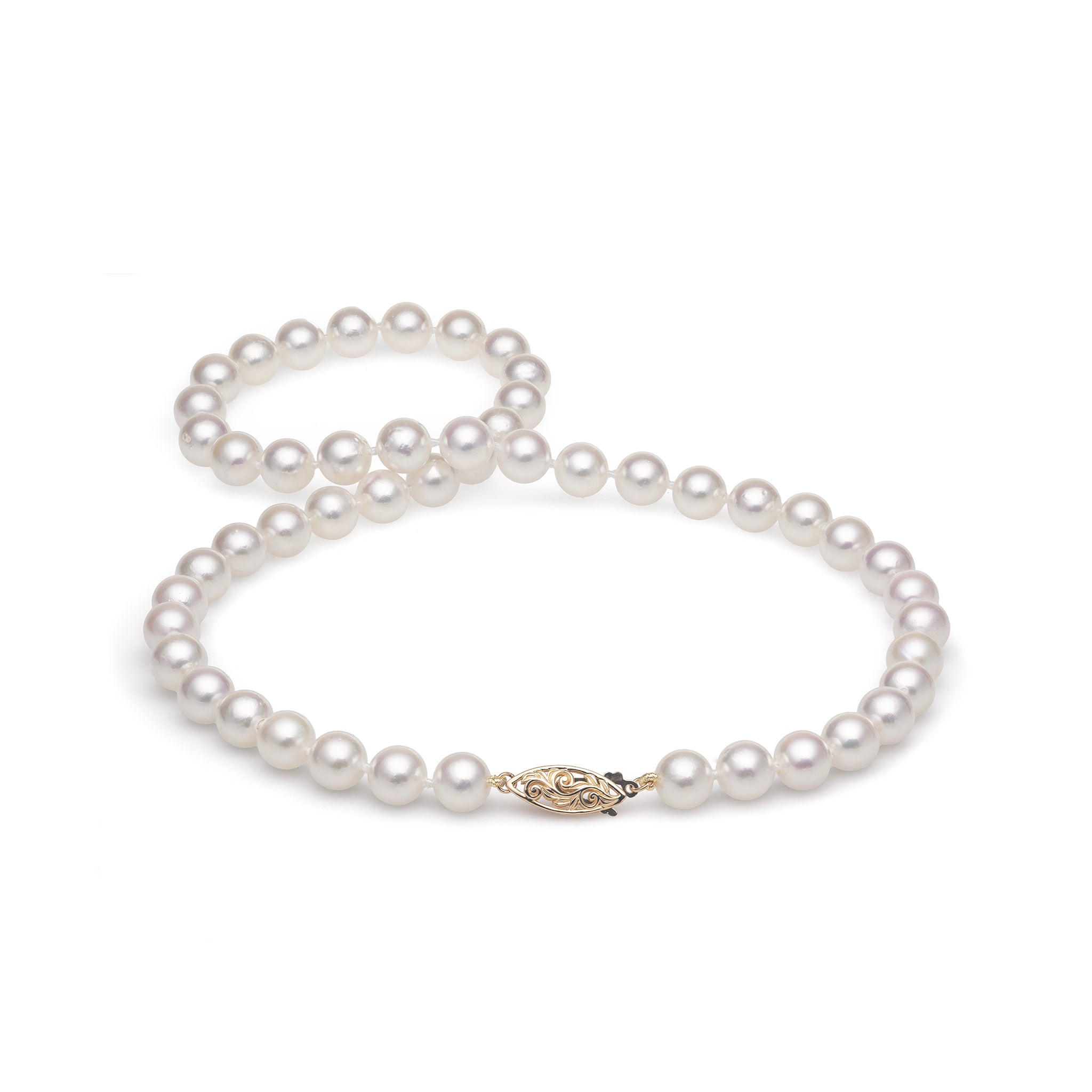 18-19" Akoya White Pearl Strand with Gold Clasp - 8-8.5mm