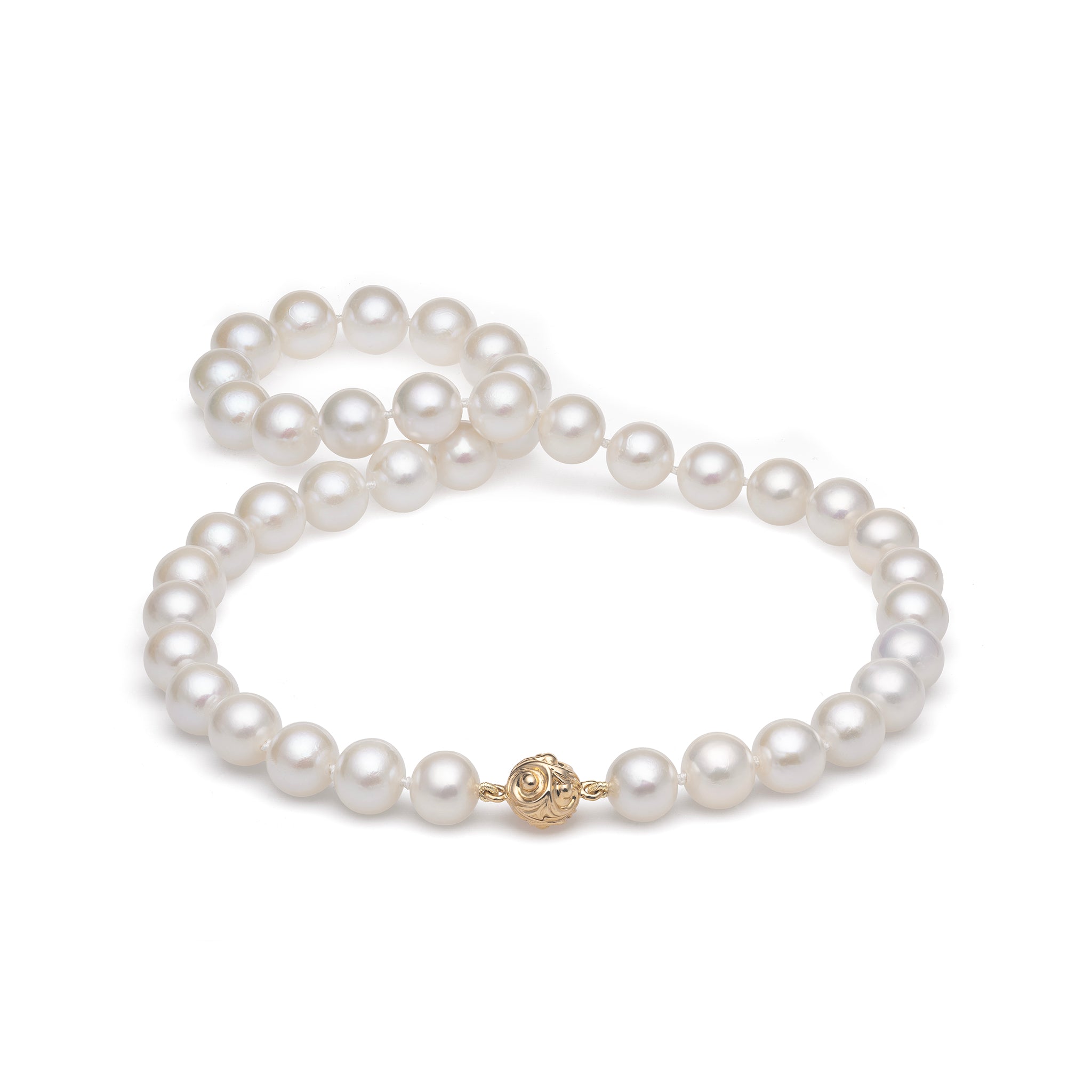 18-19" Freshwater White Pearl Strand with Magnetic Gold Clasp - 9-11mm