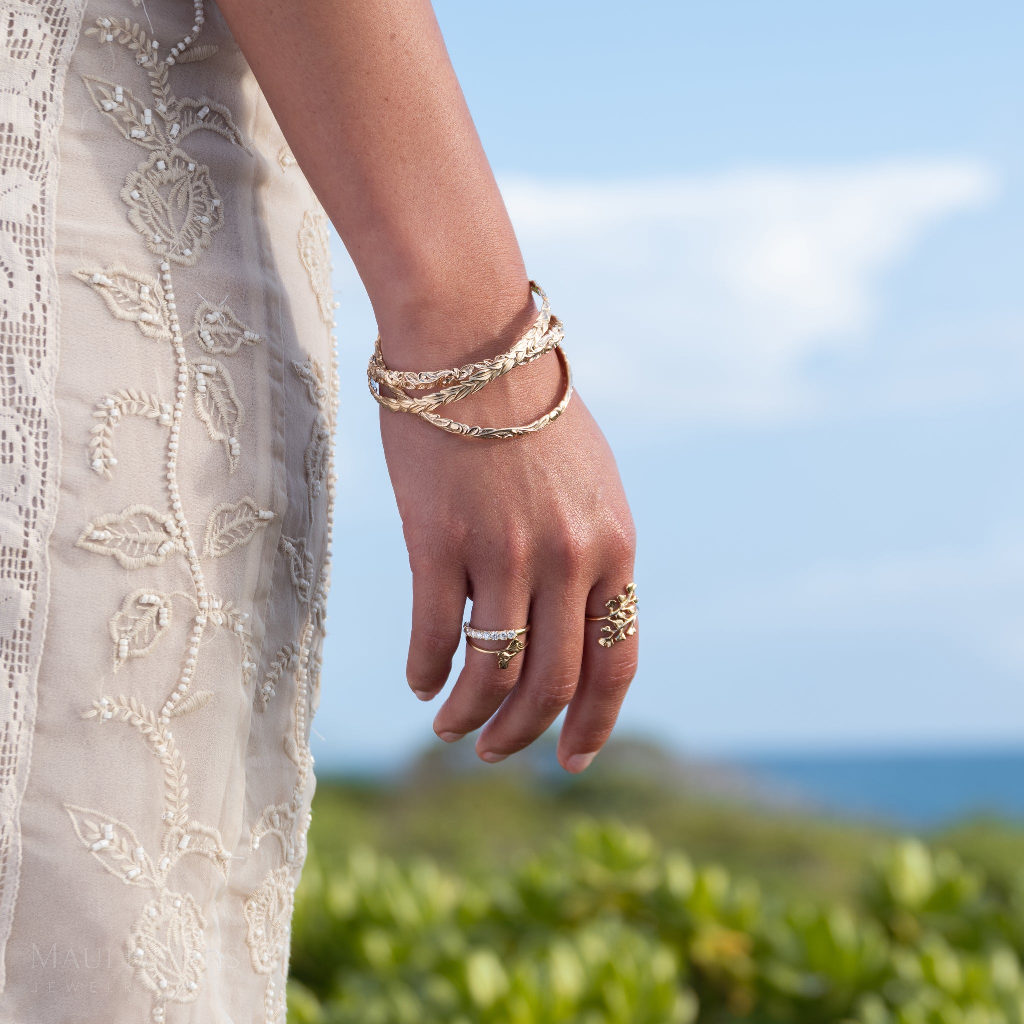 ʻIwaʻiwa (Maiden Hair) Fern Ring in Gold