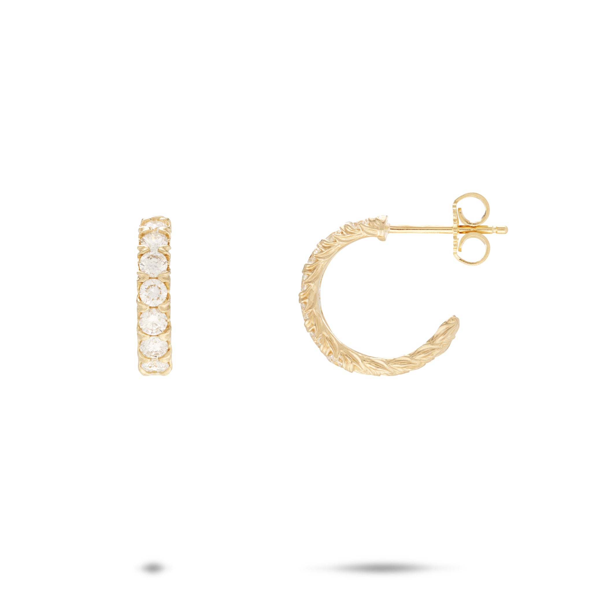 Hidden Hawaiʻi Maile Hoop Earrings in Gold with Lab Grown Diamonds - 14mm