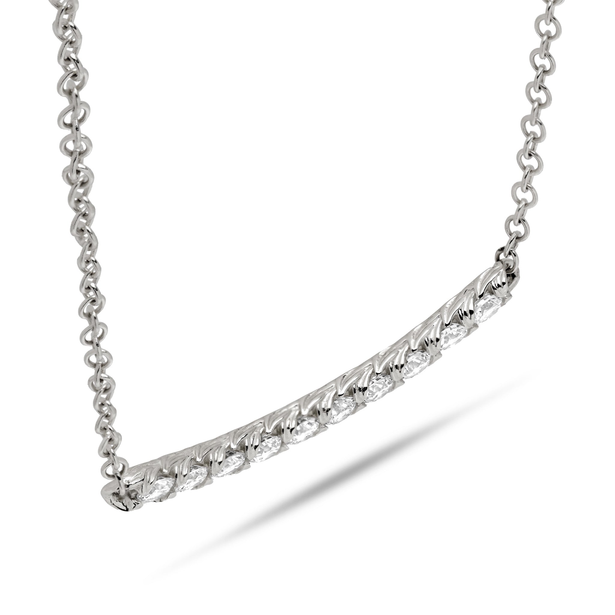 16-18" Adjustable Hidden Hawaiʻi Maile Lab Grown Diamond Necklace in White Gold