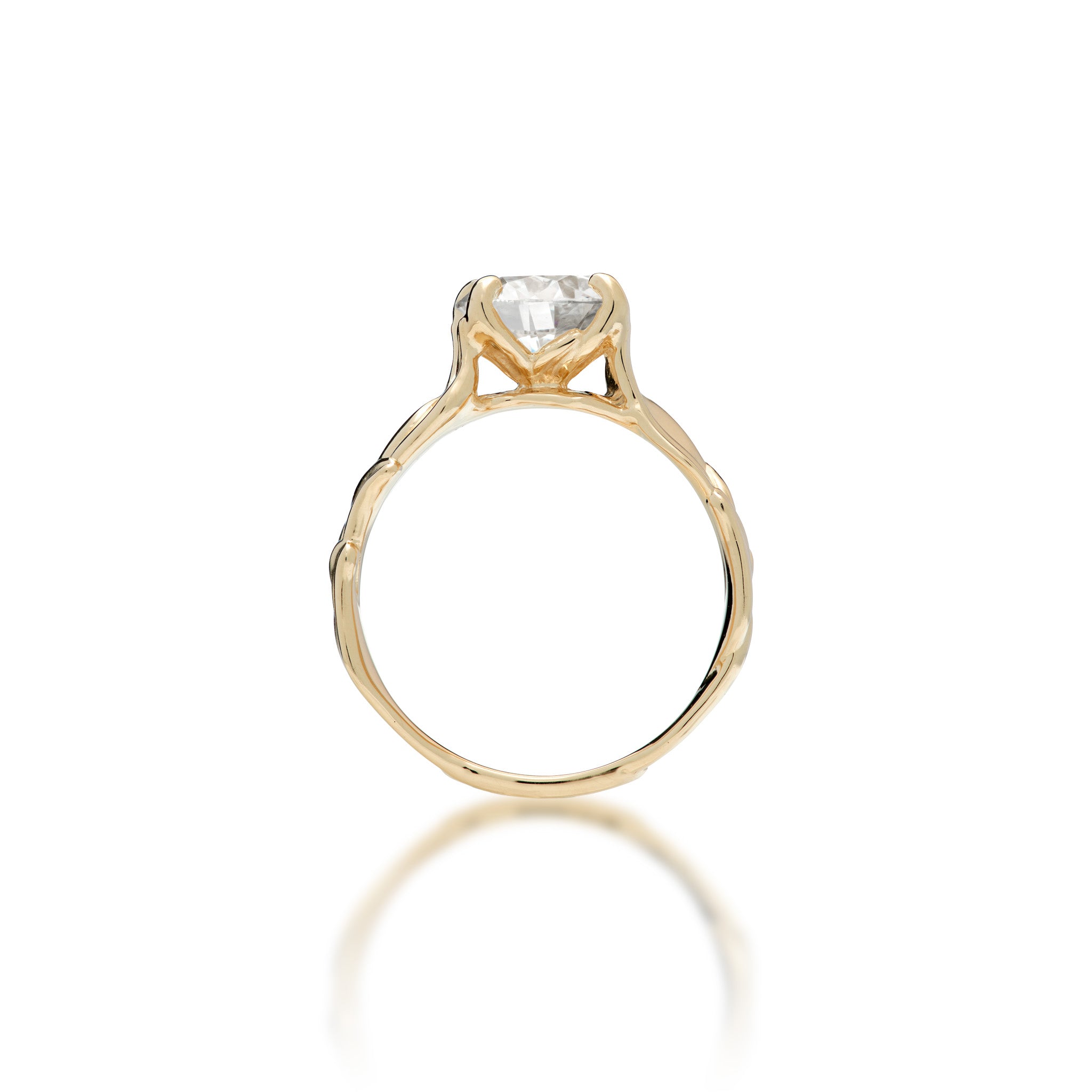 Side view of the 7mm Maile 2.03 Carat Lab Grown Diamond Engagement Ring in 14k Yellow Gold