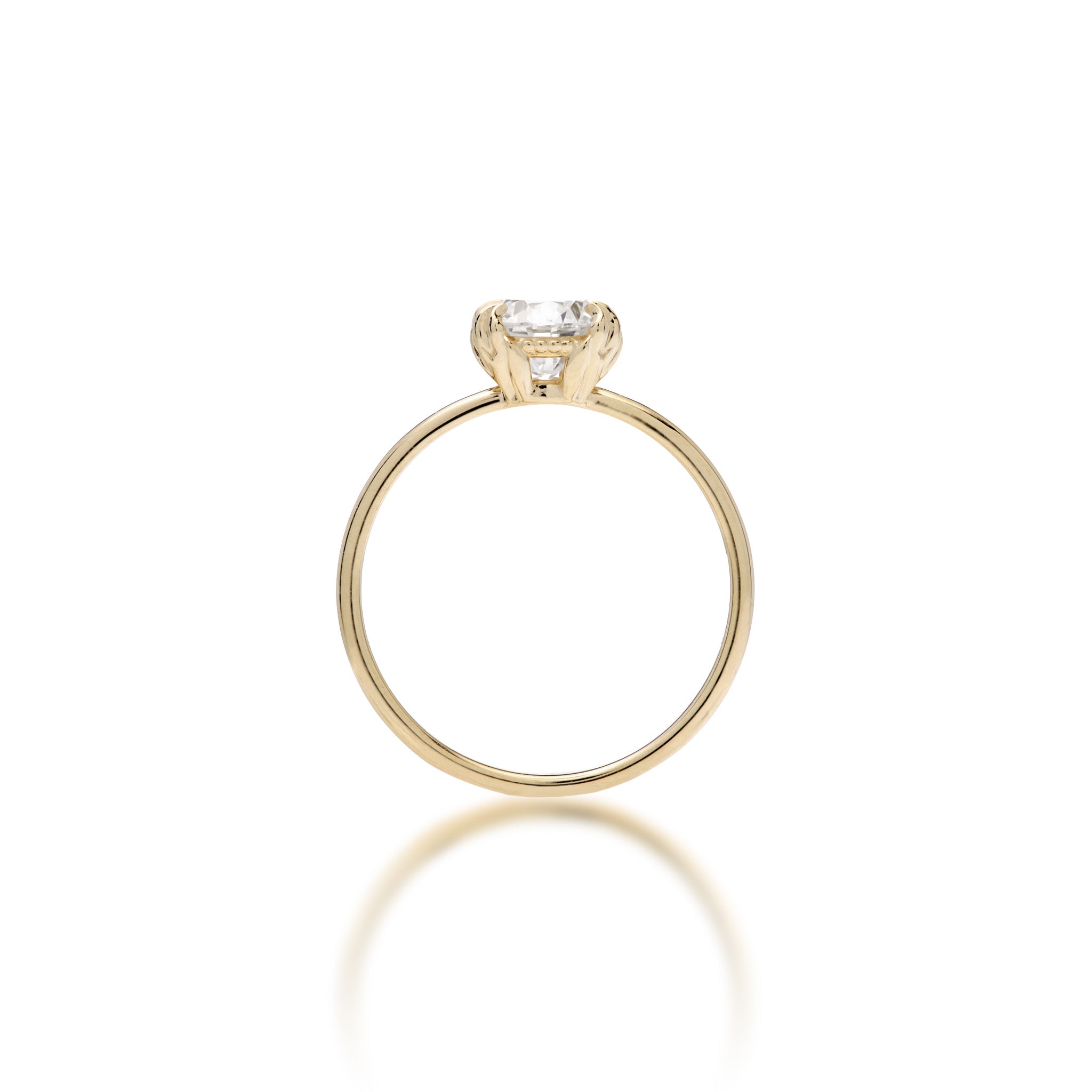 Band view of the Hidden Hawaiʻi Maile Lab Grown Diamond Ring in 14k Yellow Gold on a white background