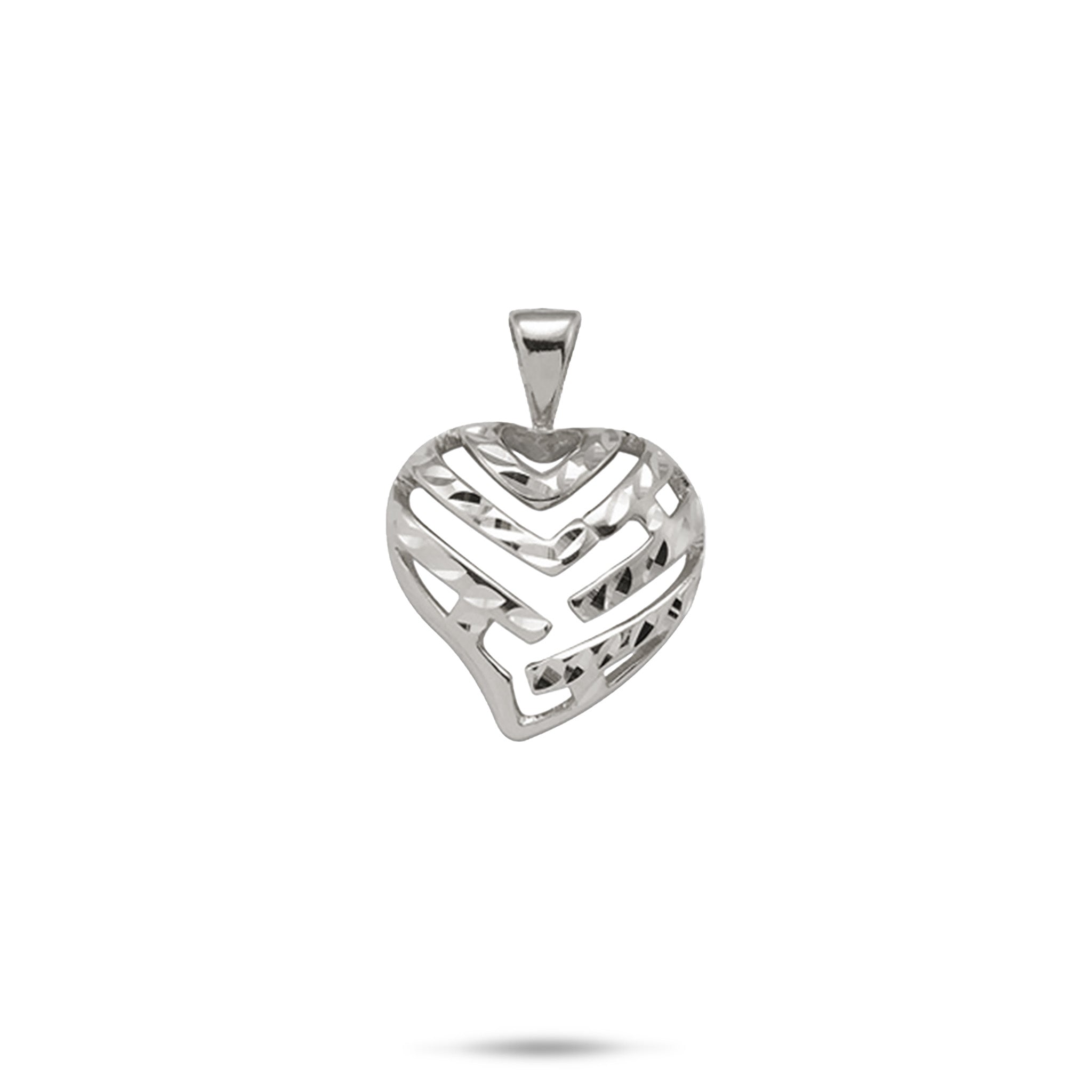 Aloha Heart Pendant in White Gold - 15mm
