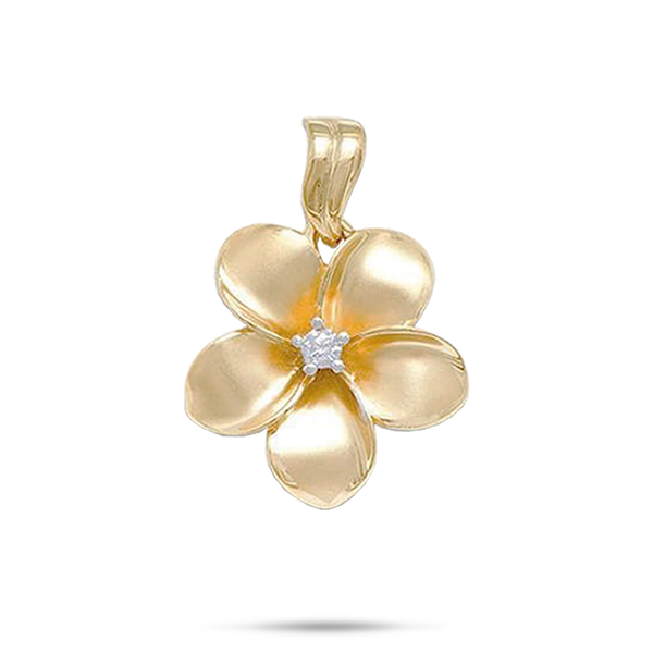 Ciondolo Sfera Plumeria Hawaiiana Traforata – Argento 925 Placcato Oro Giallo, 15 Mm
