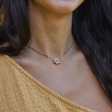 Plumeria Pendant in Gold with Diamond - 13mm