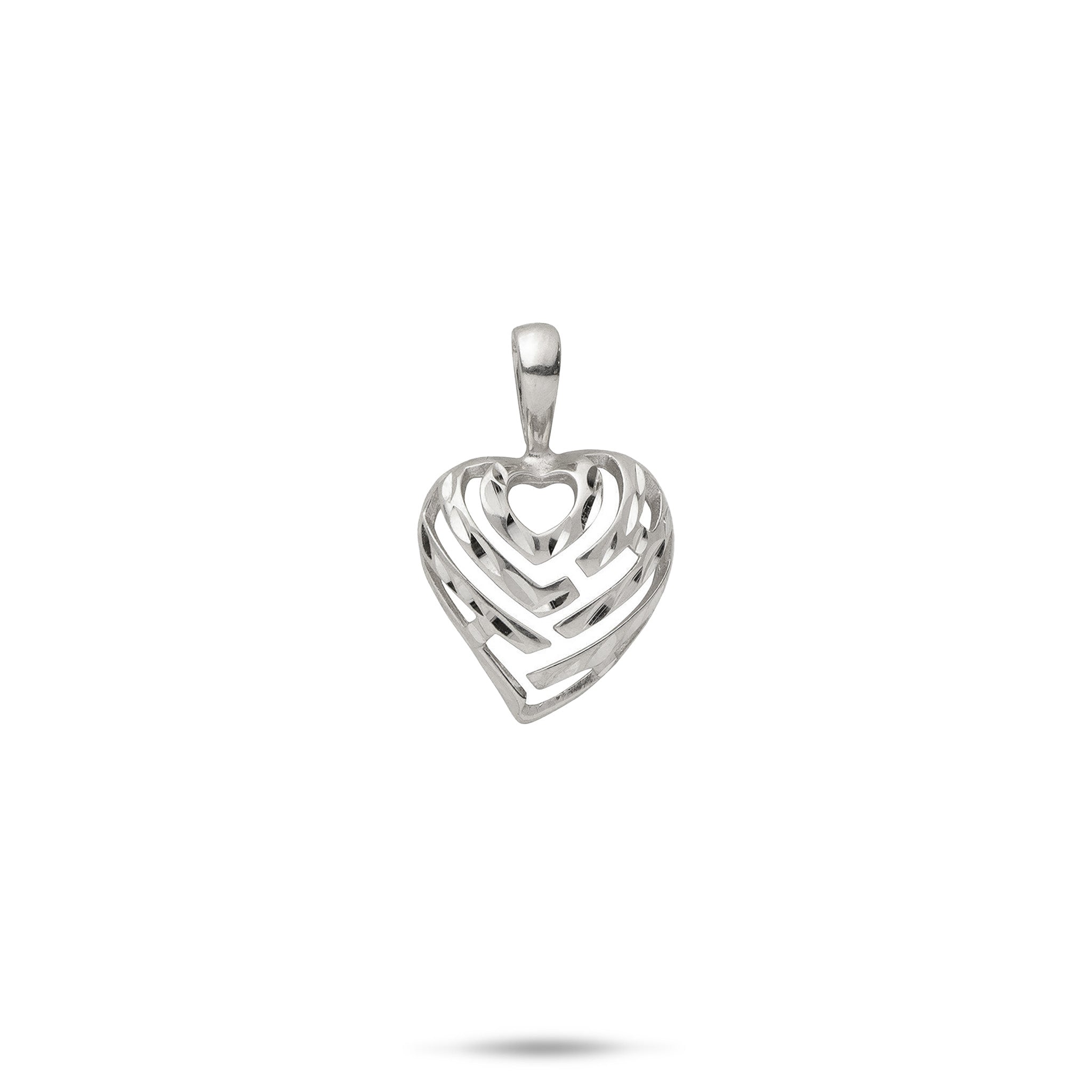 Aloha Heart Pendant in White Gold - 12mm
