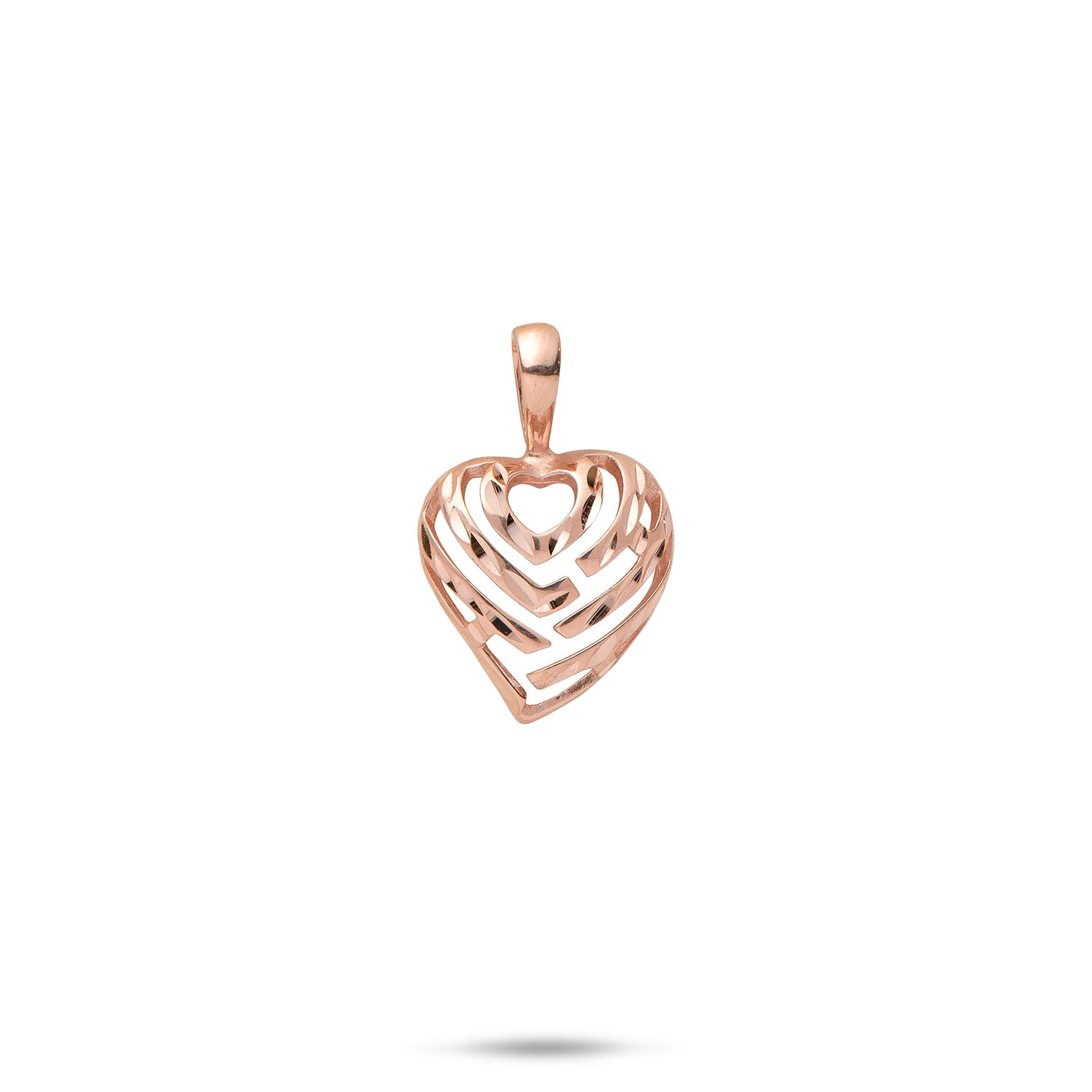 Aloha Heart Pendant in Rose Gold - 12mm