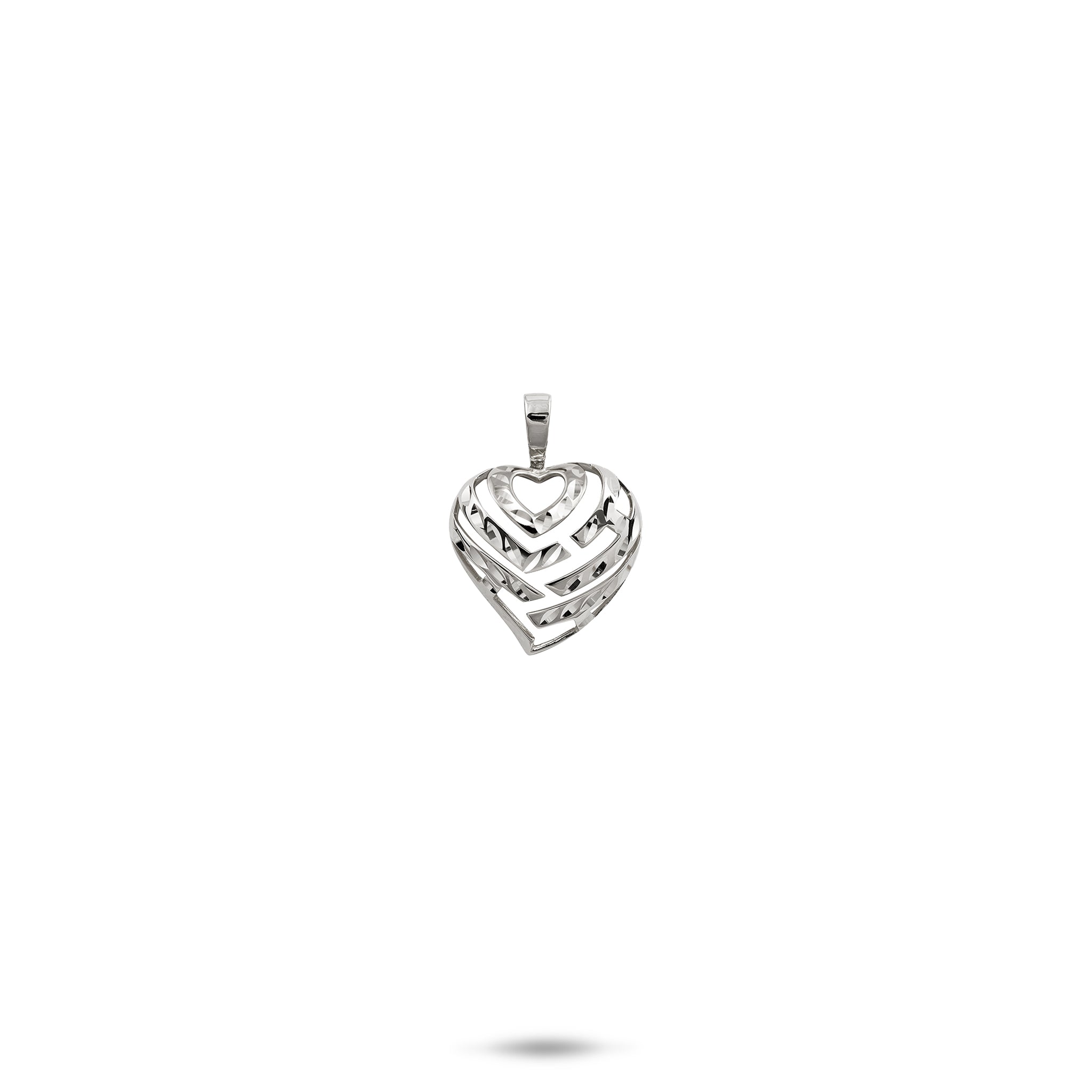 Aloha Heart Pendant in White Gold - 9mm