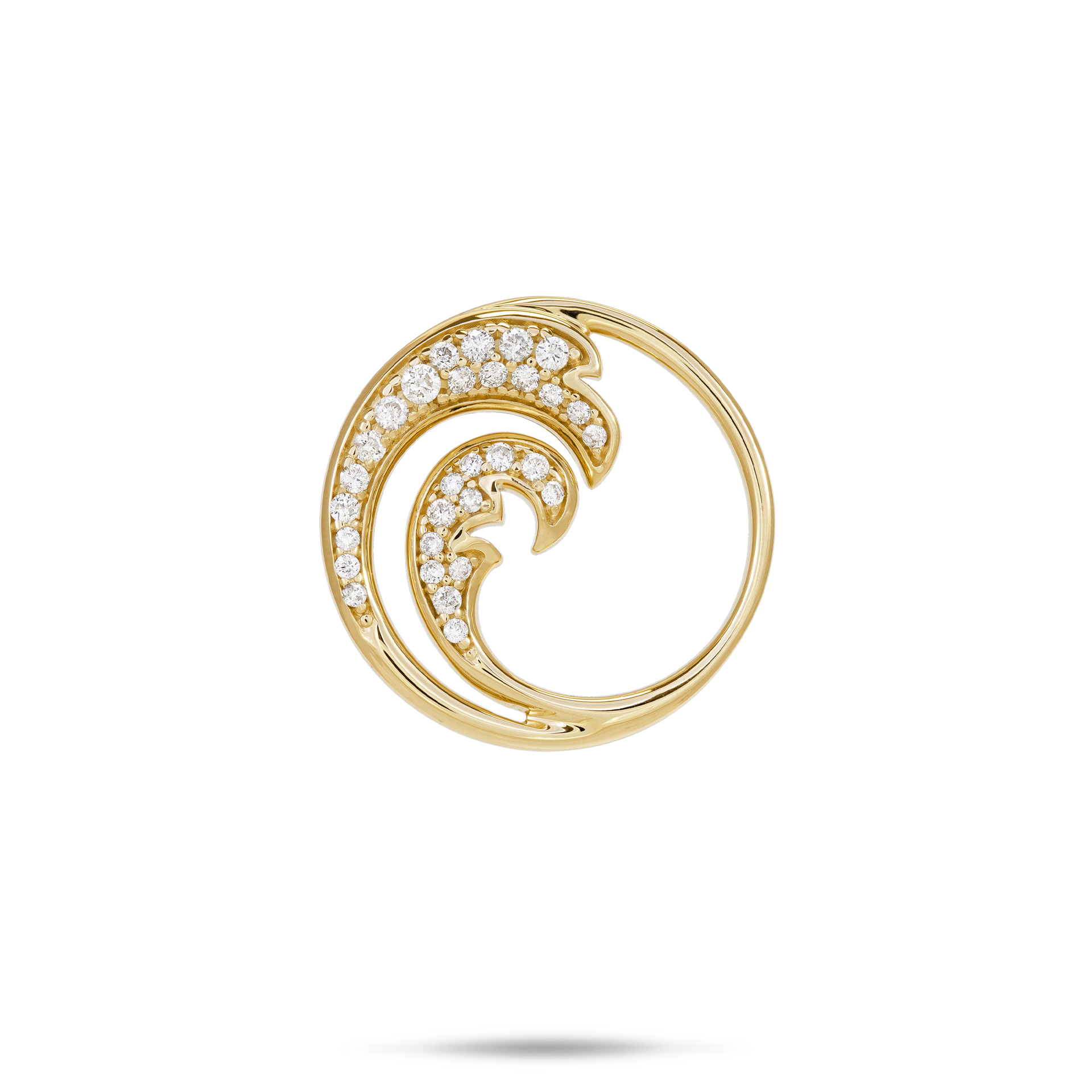 アクセサリー nalu.naru.stone515 Nalu (Wave) Pendant in Gold with Diamonds - 22mm