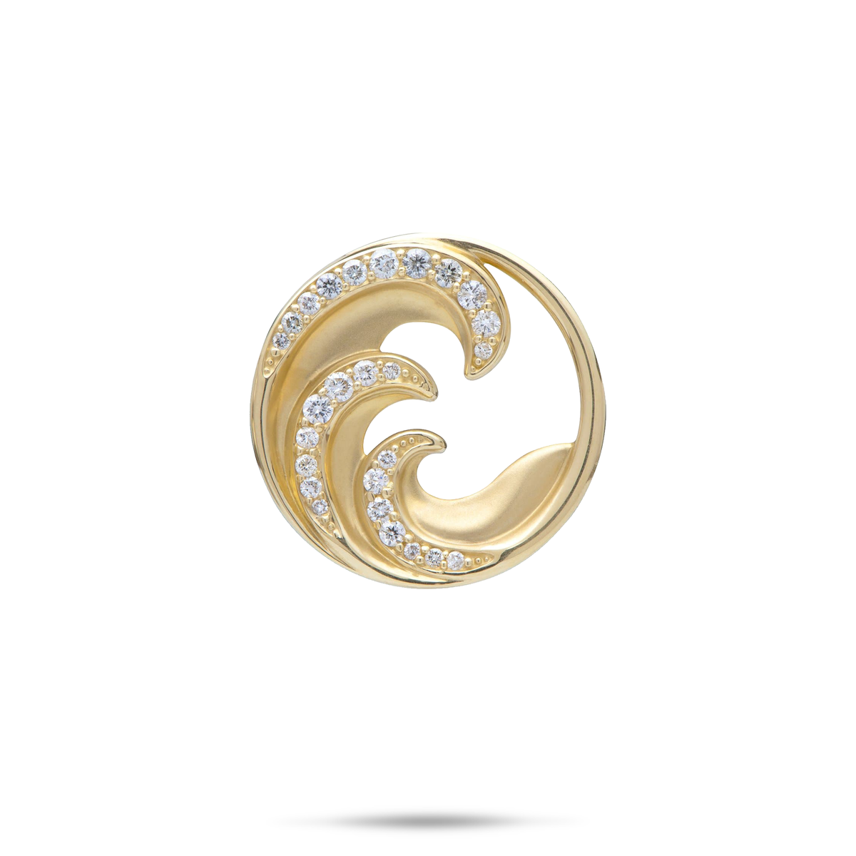 Nalu (Wave) Pendant in Gold with Diamonds - 22mm