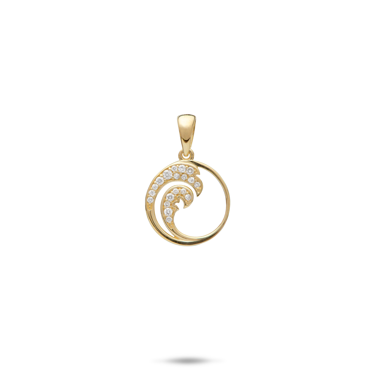 Nalu (Wave) Pendant in Gold with Diamonds - 12mm