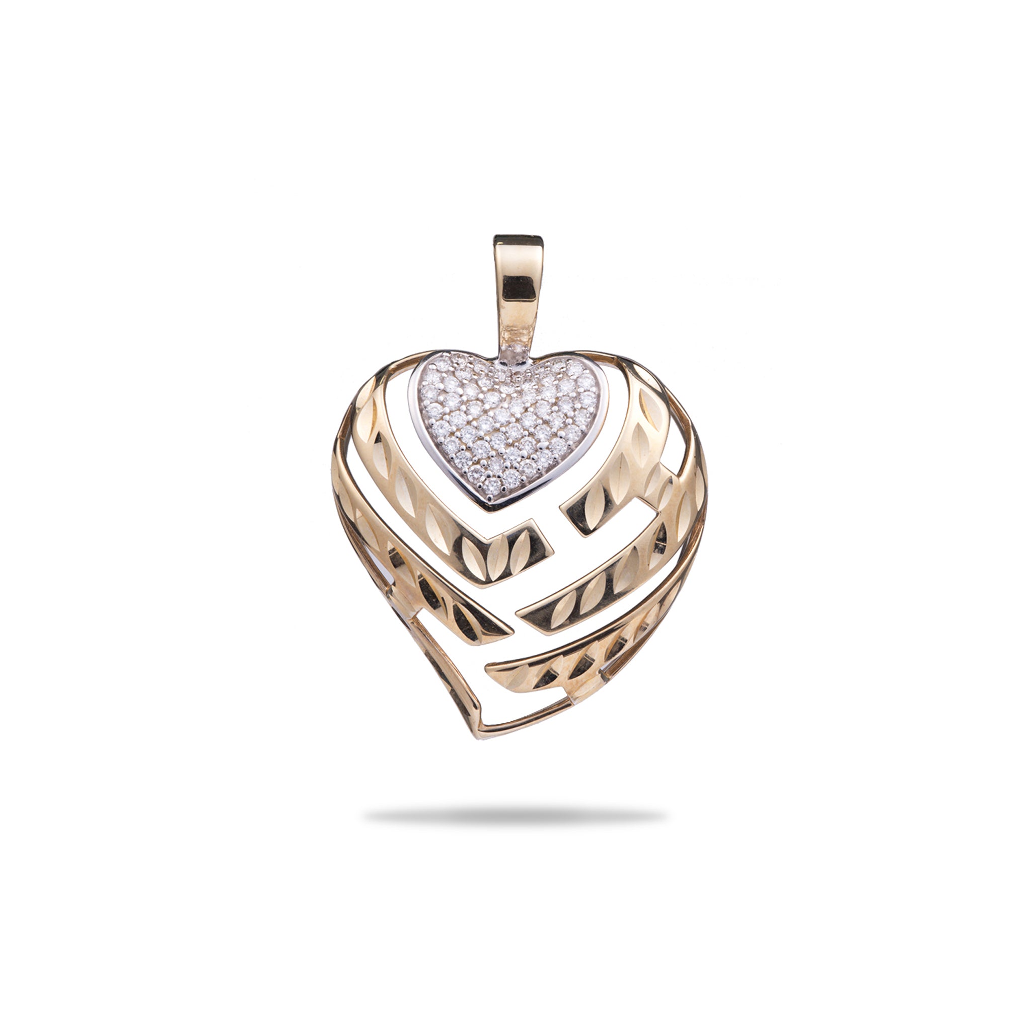 Aloha Heartのダイヤモンドと金の中のペンダント -  24mm