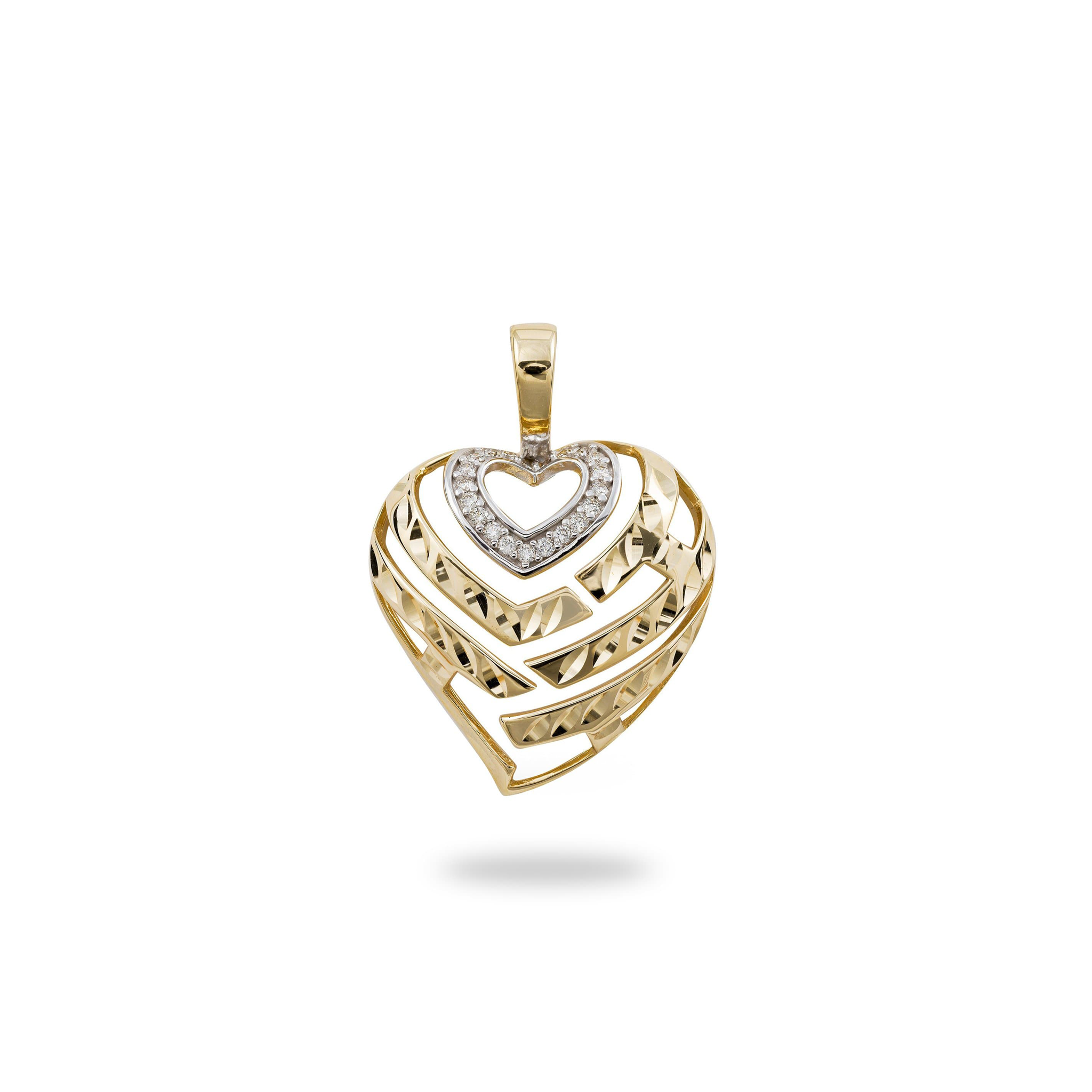 Aloha Heart Diamonds  -  18mmの金でペンダント