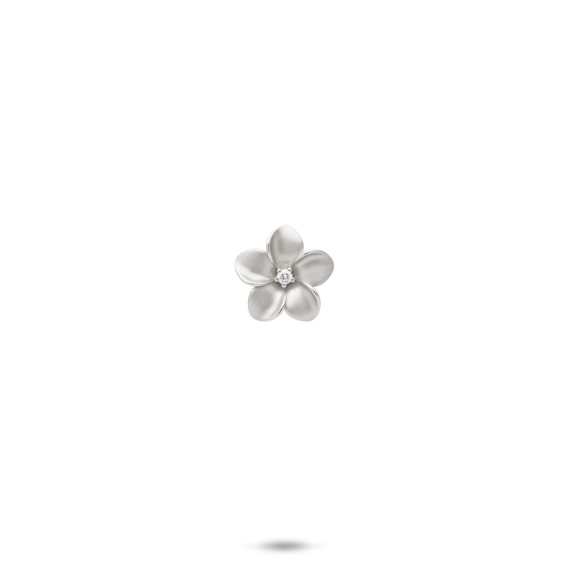 Plumeria Pendant in White Gold with Diamond - 9mm