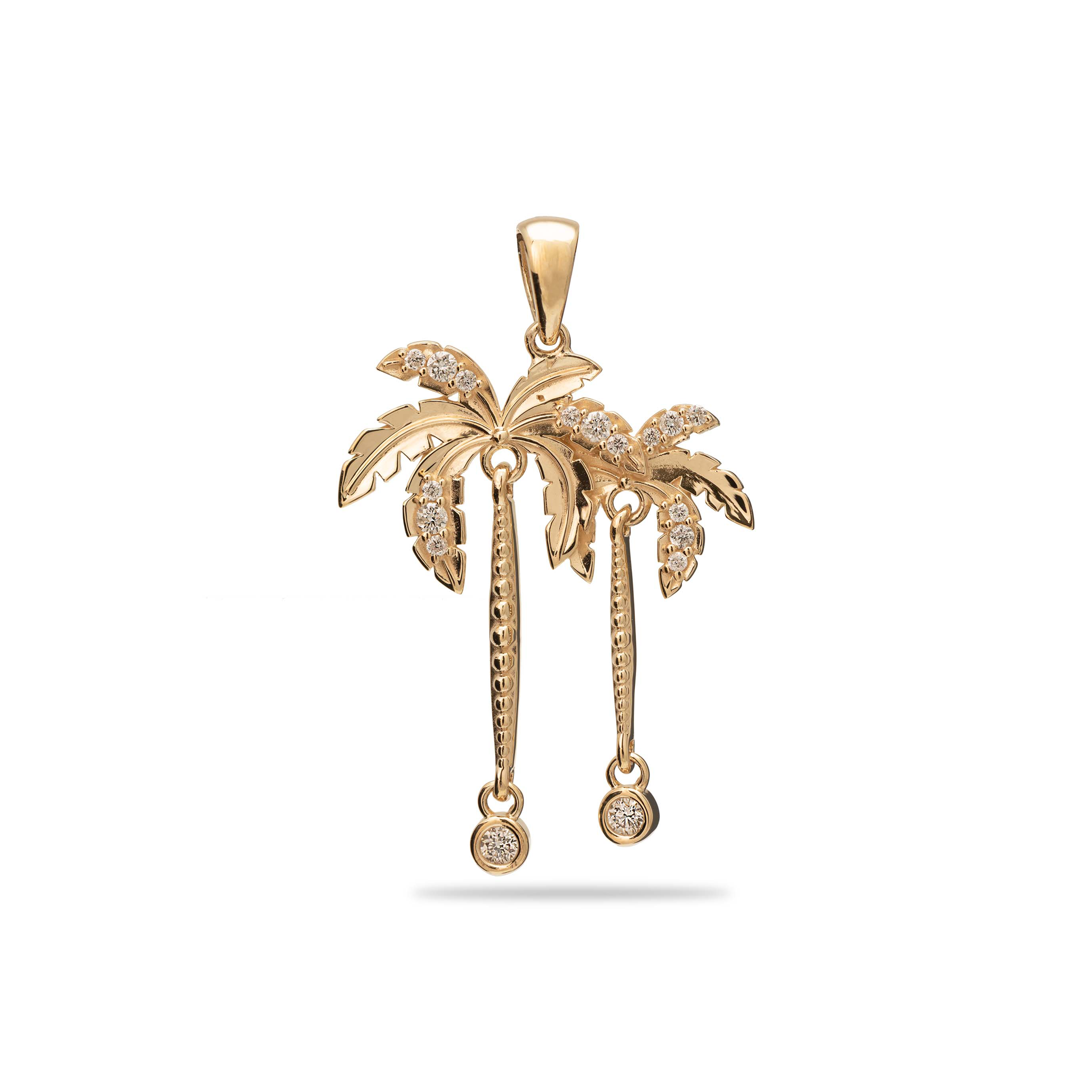 Paradise Palms - Palm Tree Pendant in Gold with Diamonds - 24-28mm