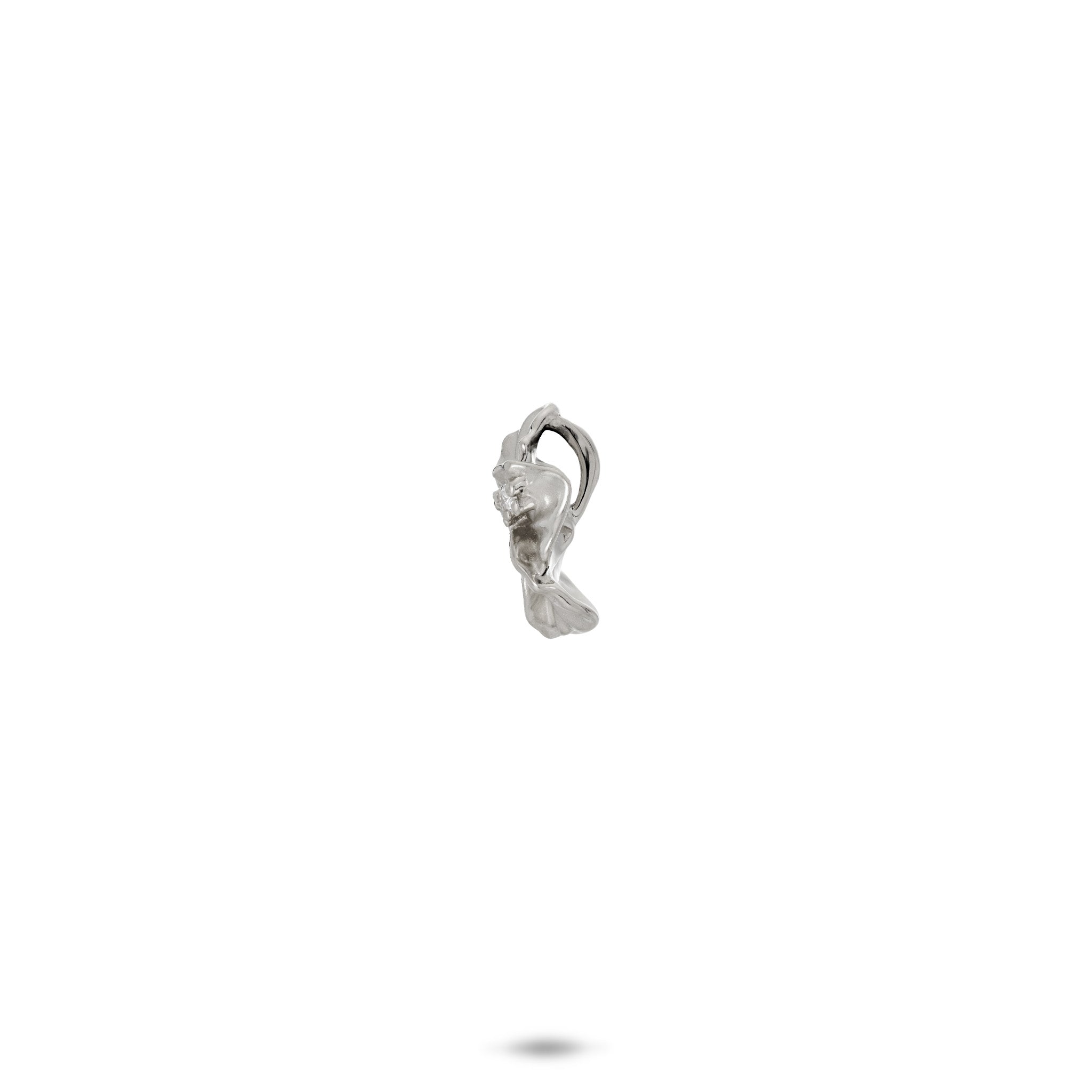 Side view of the 11mm Diamond Hibiscus Pendant in 14k White Gold on white background