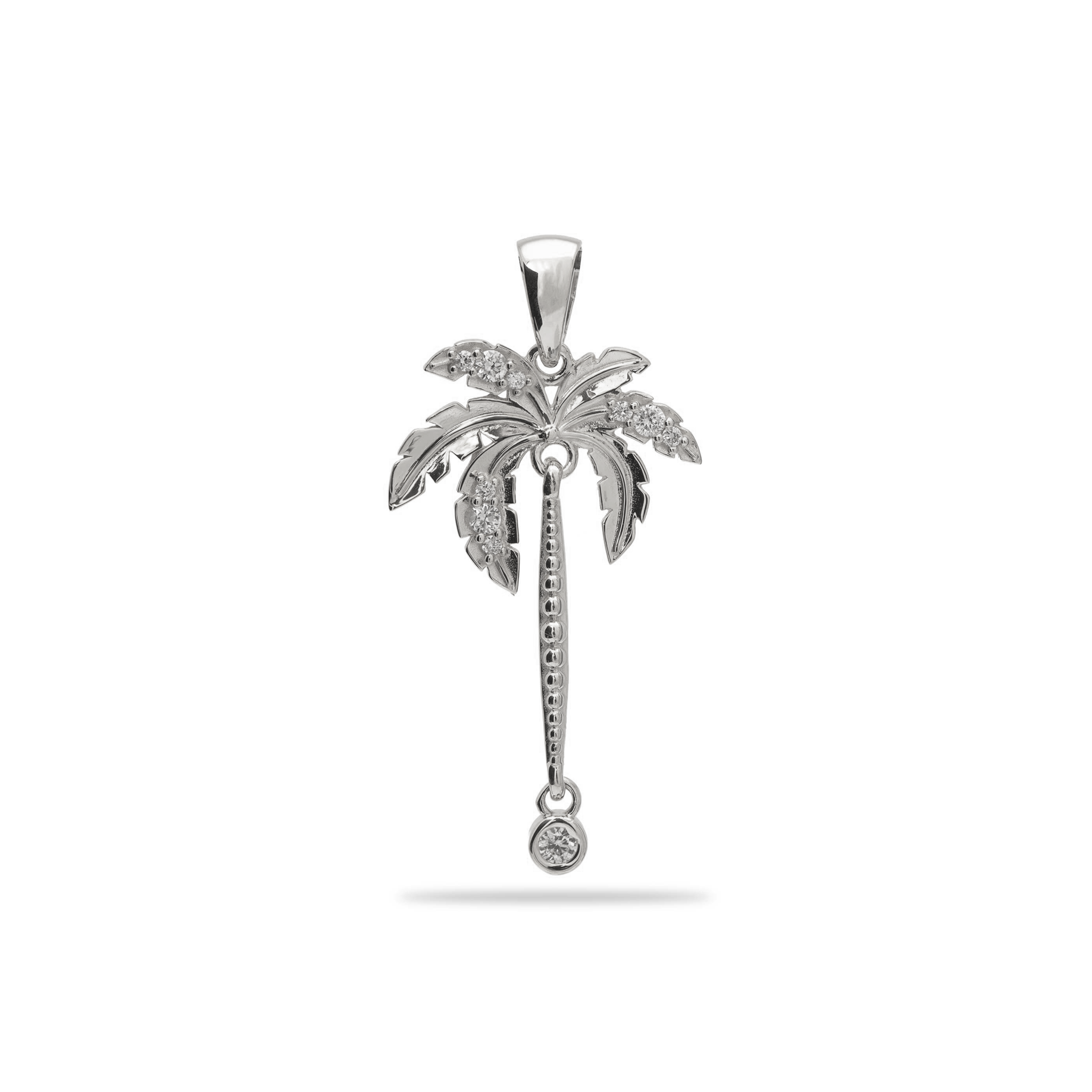 Paradise Palms - Palm Tree Pendant in White Gold with Diamonds - 28mm