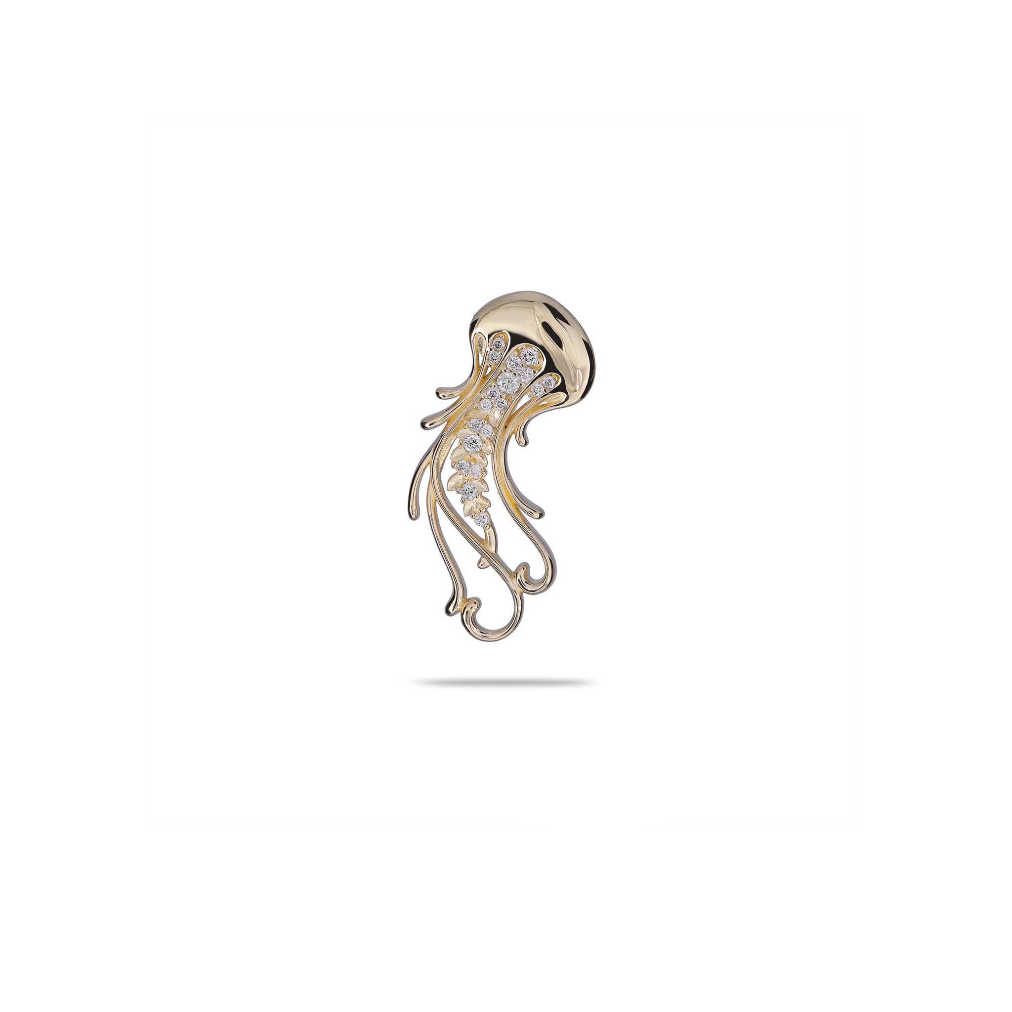 Ocean Dance Jellyfish-Anhänger in Gold mit Diamanten – 24 mm 