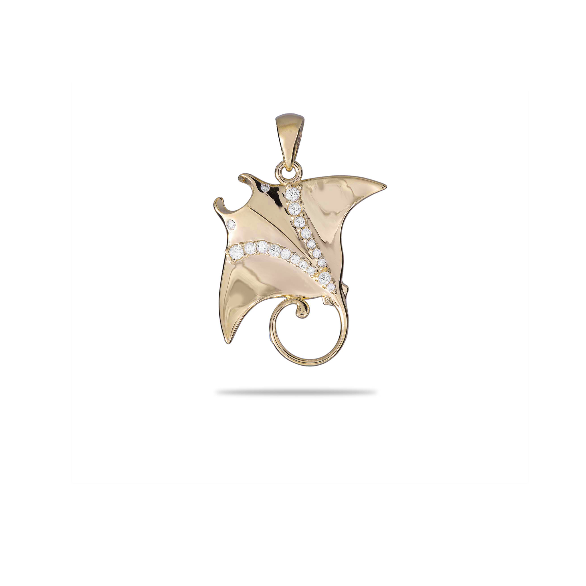 Ocean Dance Manta Ray Pendant in Gold with Diamonds - 21mm