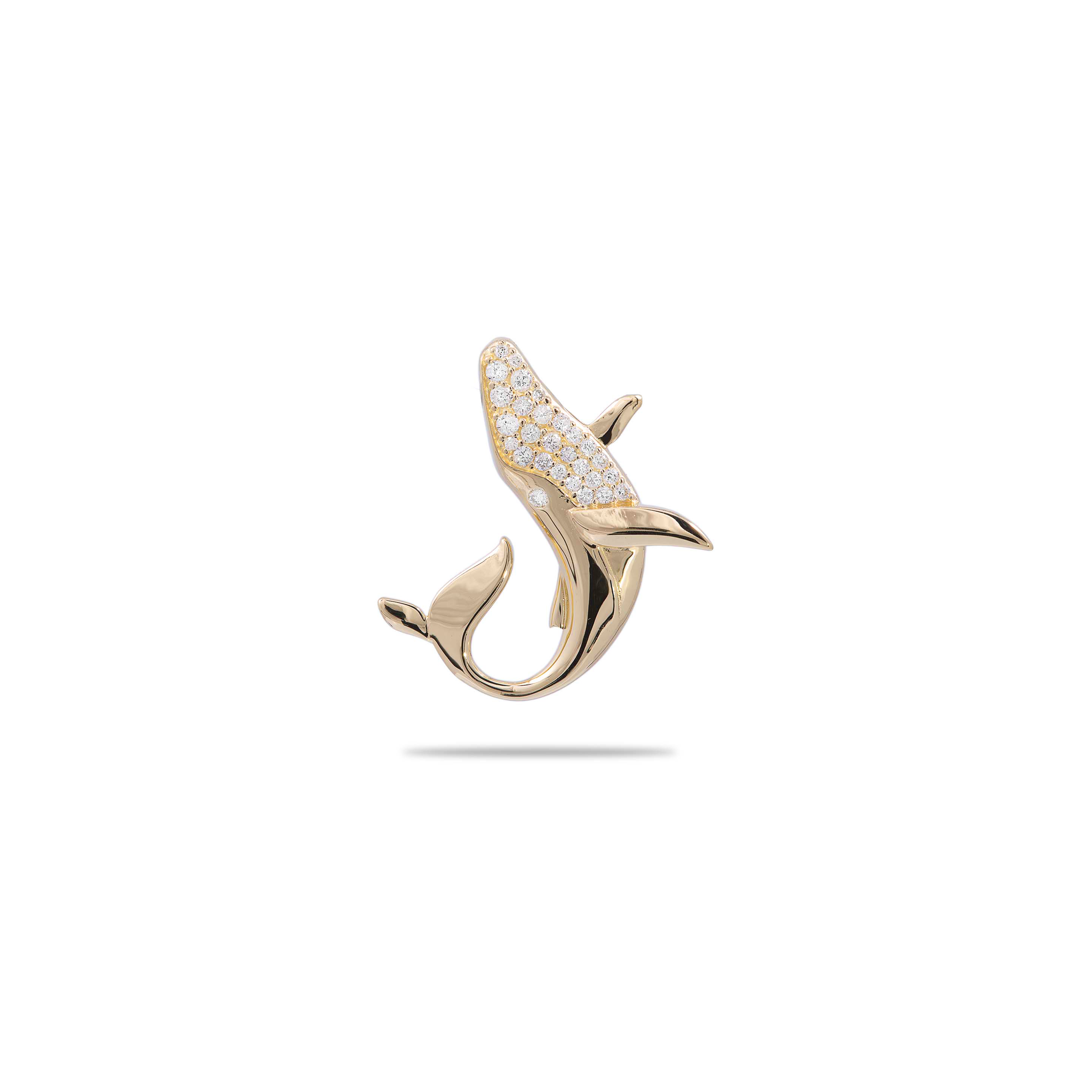 Ocean Dance Whale-Anhänger in Gold mit Diamanten – 22 mm 