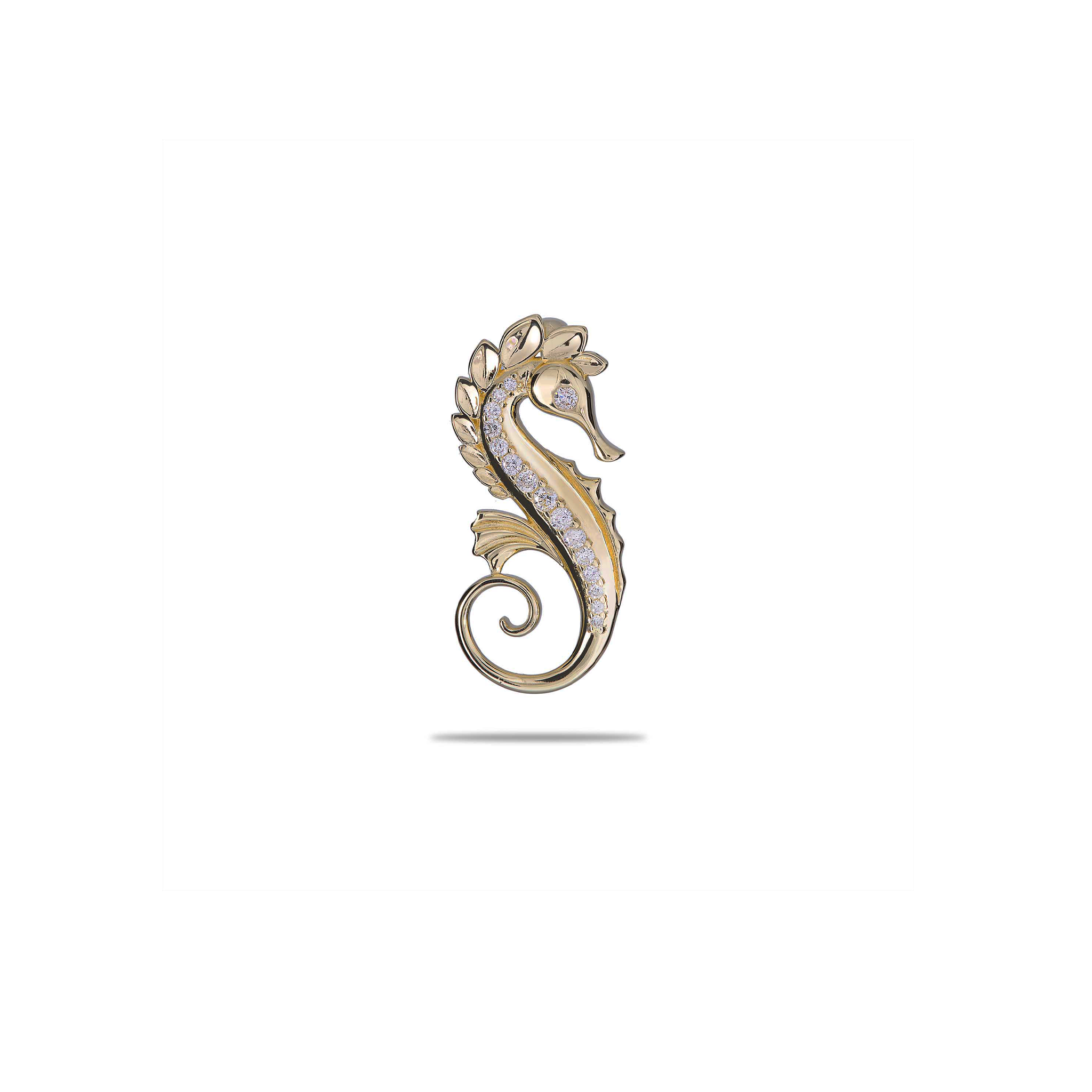 Ocean Dance Seepferdchen-Anhänger in Gold mit Diamanten – 24 mm 
