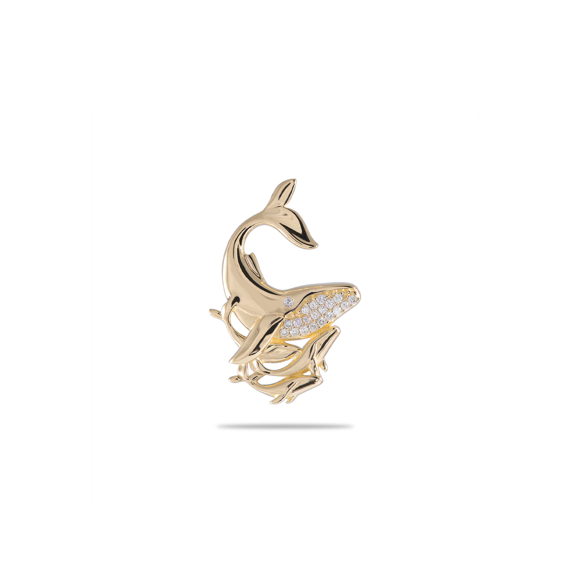 Ocean Dance Humpback Whale Mother & Babies Pendant in Gold with Diamonds - 26mm