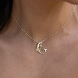 Ocean Dance Dolphin Pendant in Gold with Diamonds - 22mm