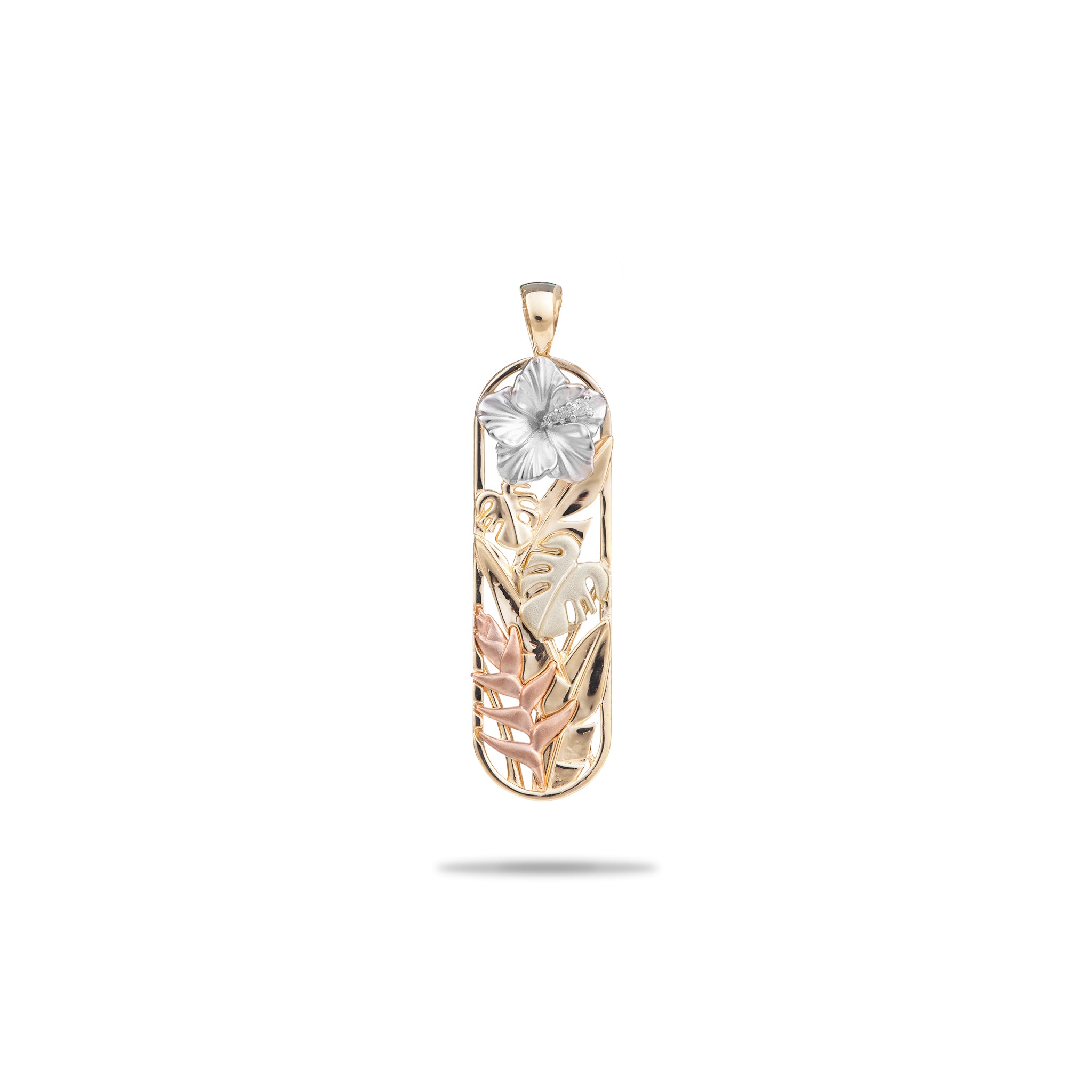 thumbnail image 2 of 2-Tone Yellow Gold Plated 925 Silver Hawaiian Hibiscus Flower Pendant – 12mm To 25mm 2 of 6