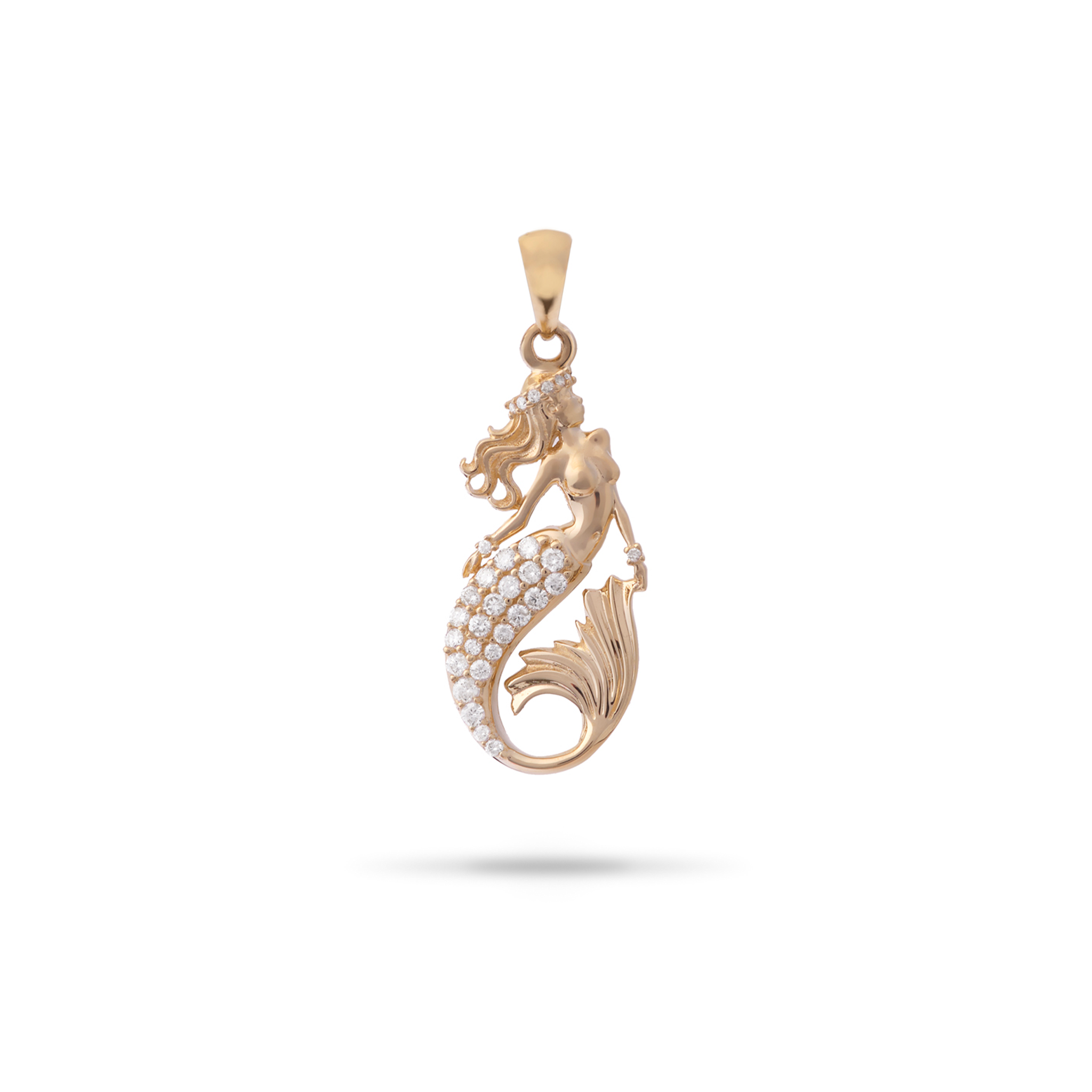 Sealife Mermaid Pendant in Gold with Diamonds - 24mm