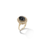 Maui Divers Jewelry Princess Ka‘iulani Black Coral Ring in Gold with Diamonds - 11mm on White Background