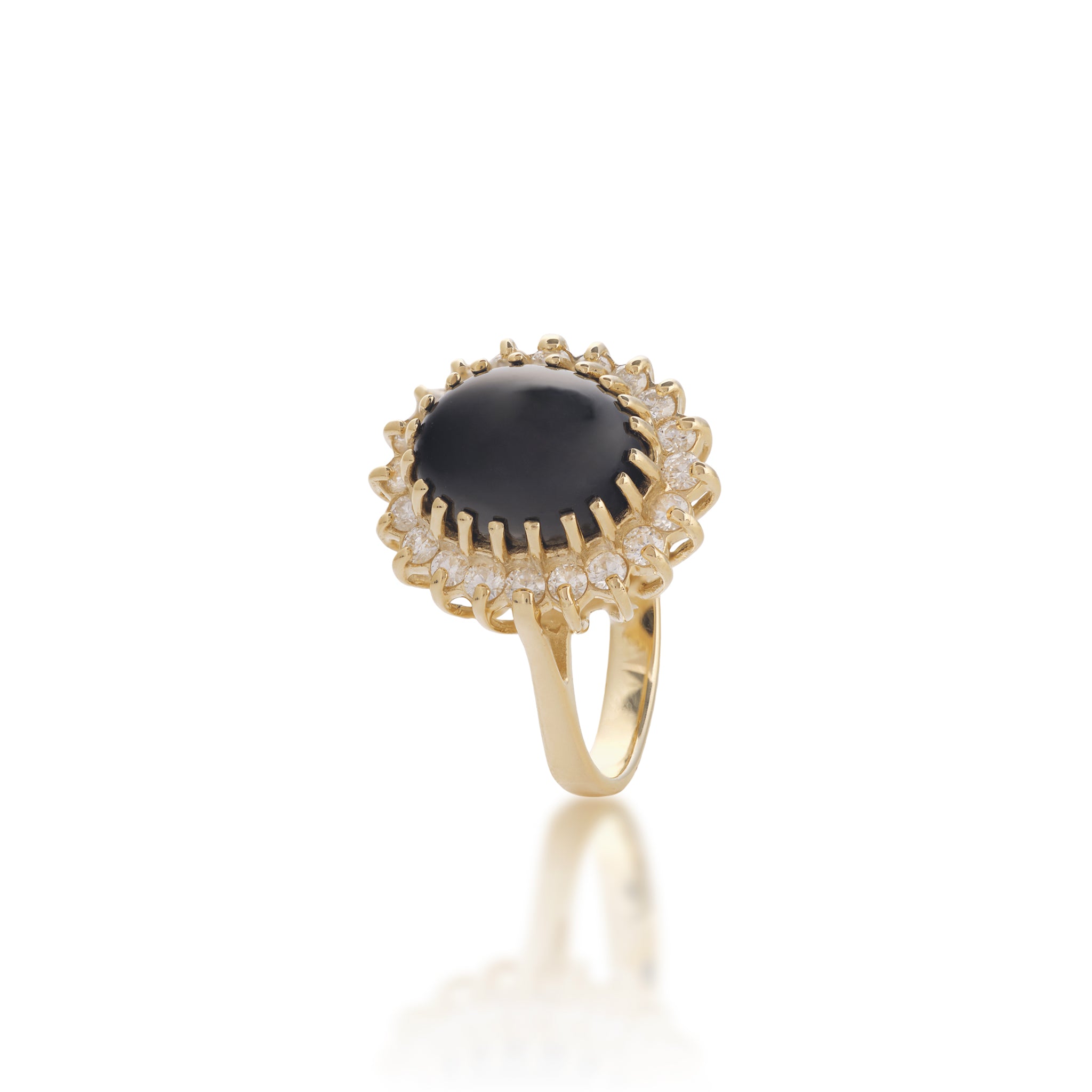 Princess Ka‘iulani Black Coral Ring in Gold with Diamonds - 16.5mm