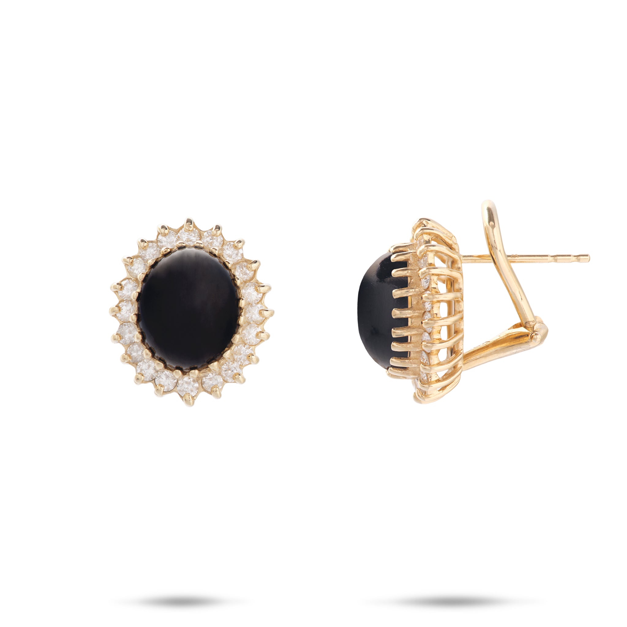 Princess Ka‘iulani Black Coral Earrings in Gold with Diamonds - 15.5mm