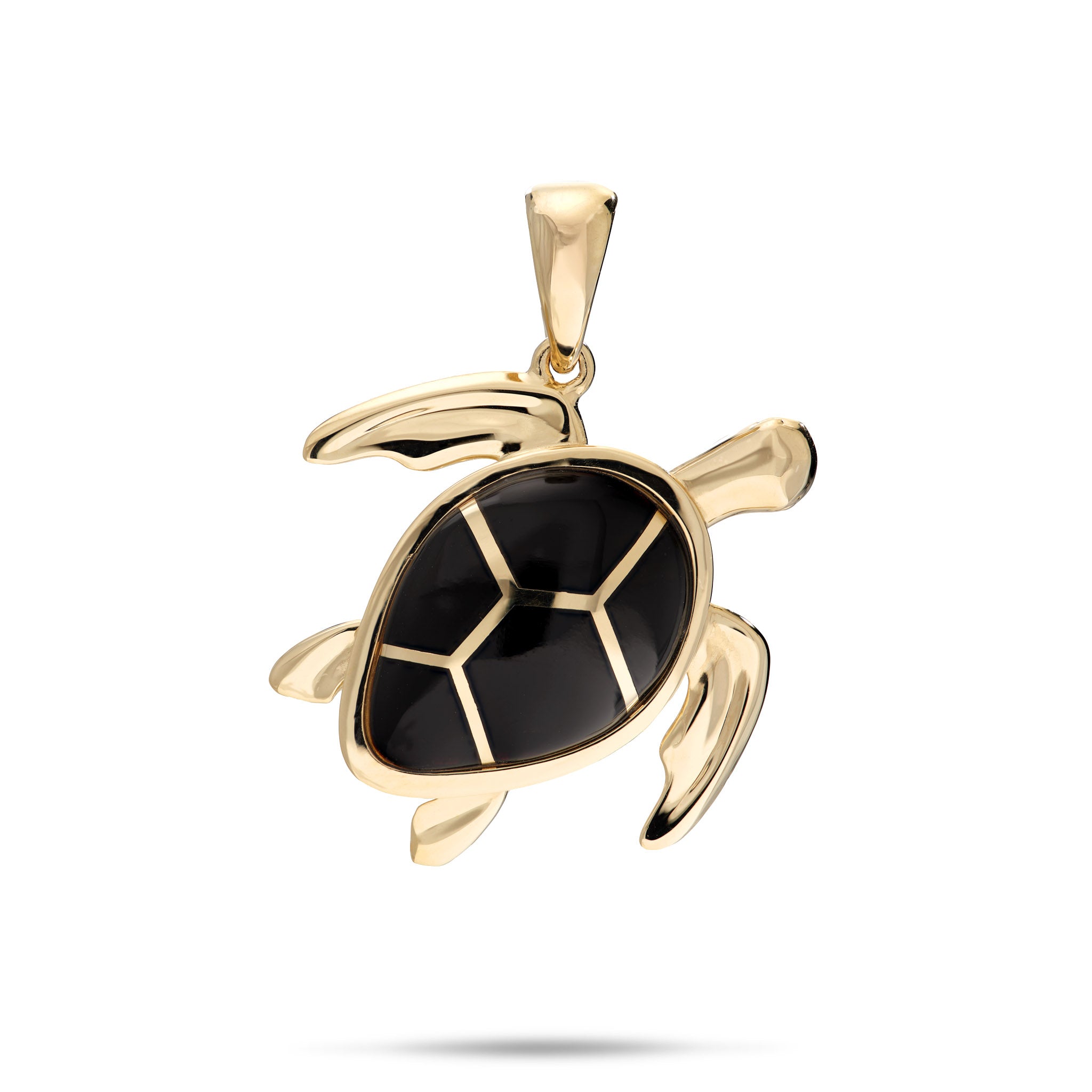 Honu (Turtle) Black Coral Pendant in Gold