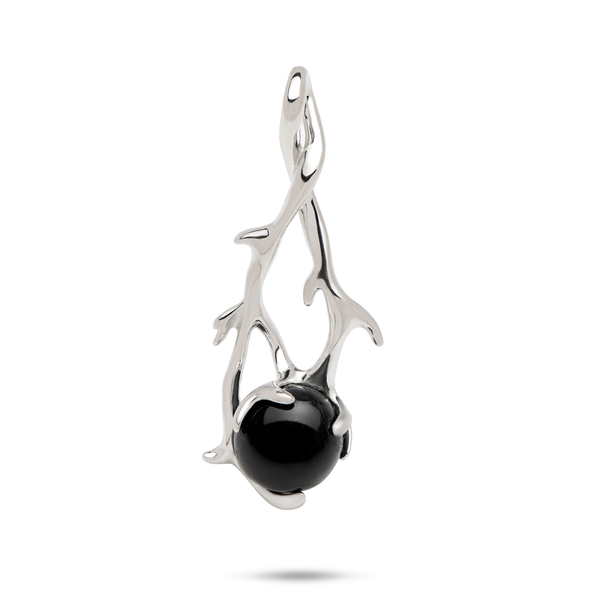 Heritage Hawaiian Black Coral Pendant in White Gold