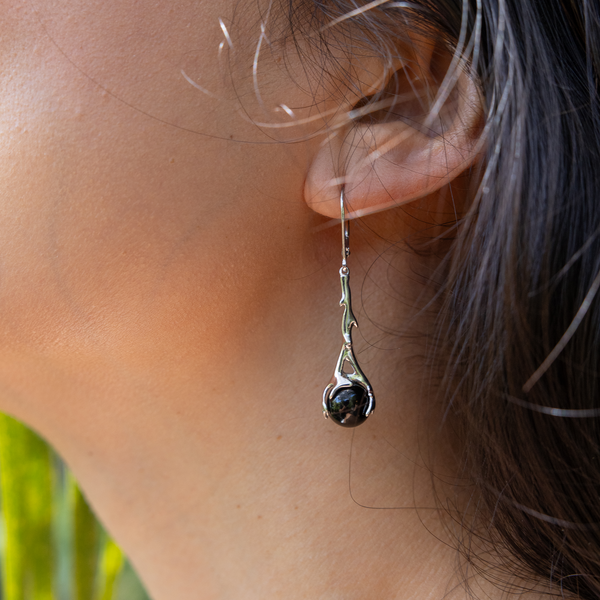 Heritage Black Coral Earrings in White Gold