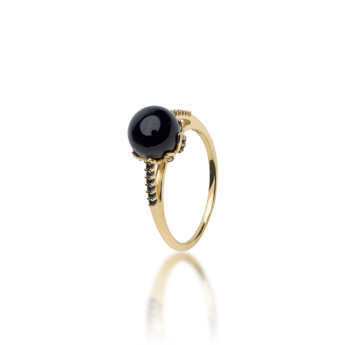 Night Blossom Black Coral in Yellow Gold with Black Diamonds