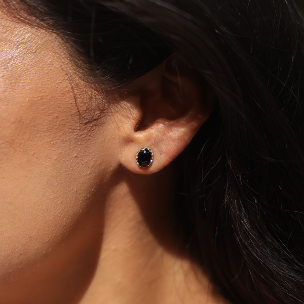 Hawaiian Black Coral Earrings in Gold
