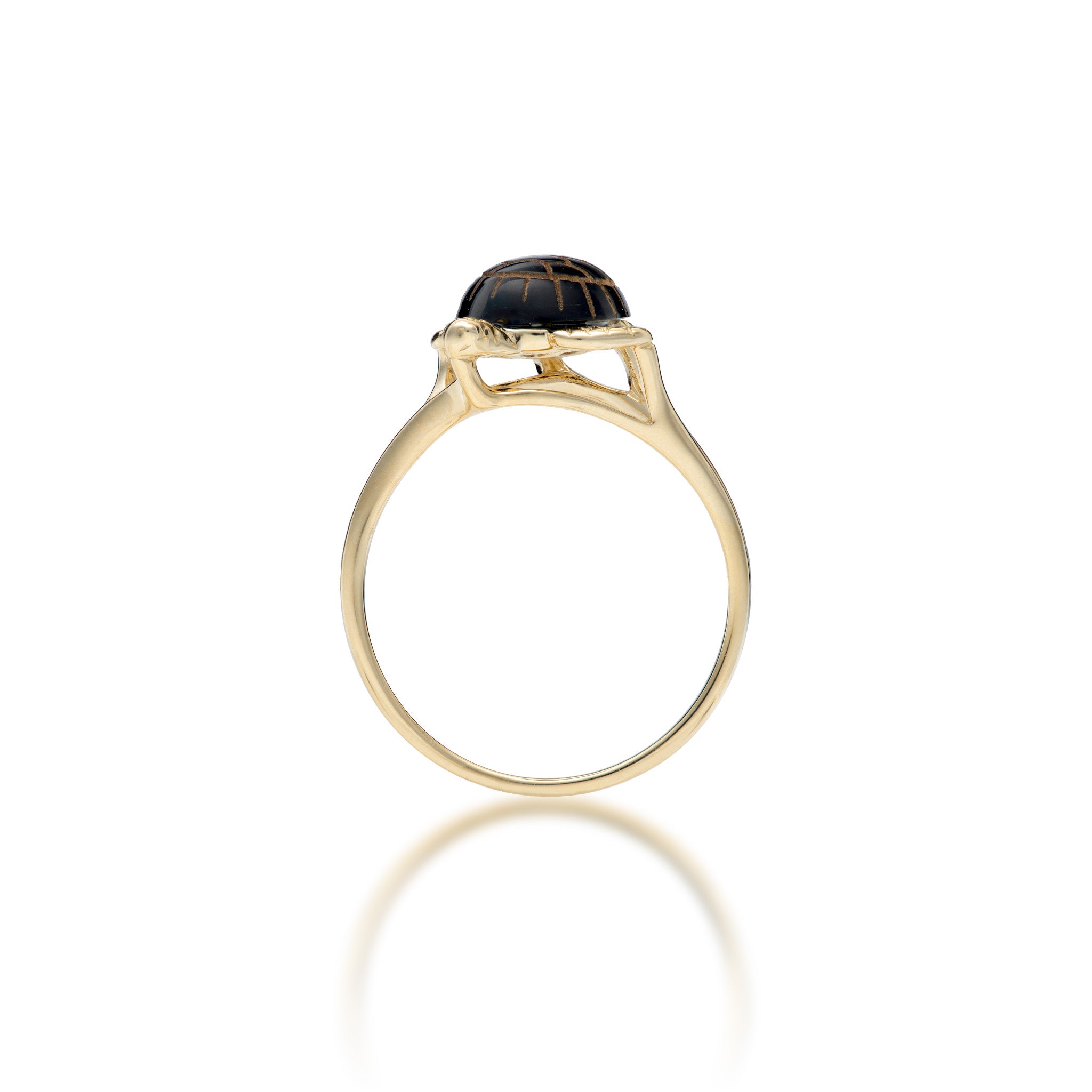 Honu (Sea Turtle) Black Coral Ring in Gold - 13mm