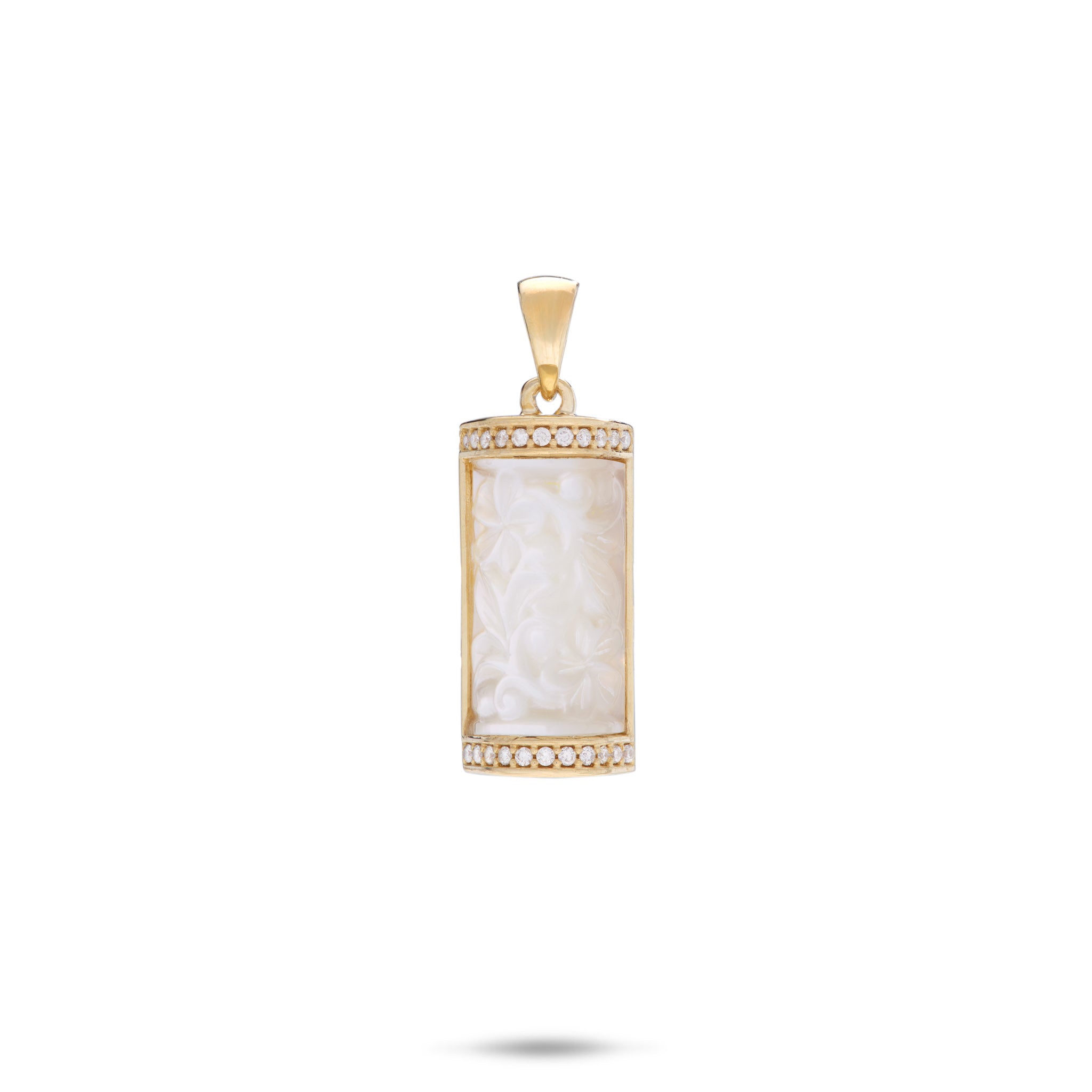 Hawaiian Heirloom Plumeria Mother of Pearl Pendant in Gold - 17mm